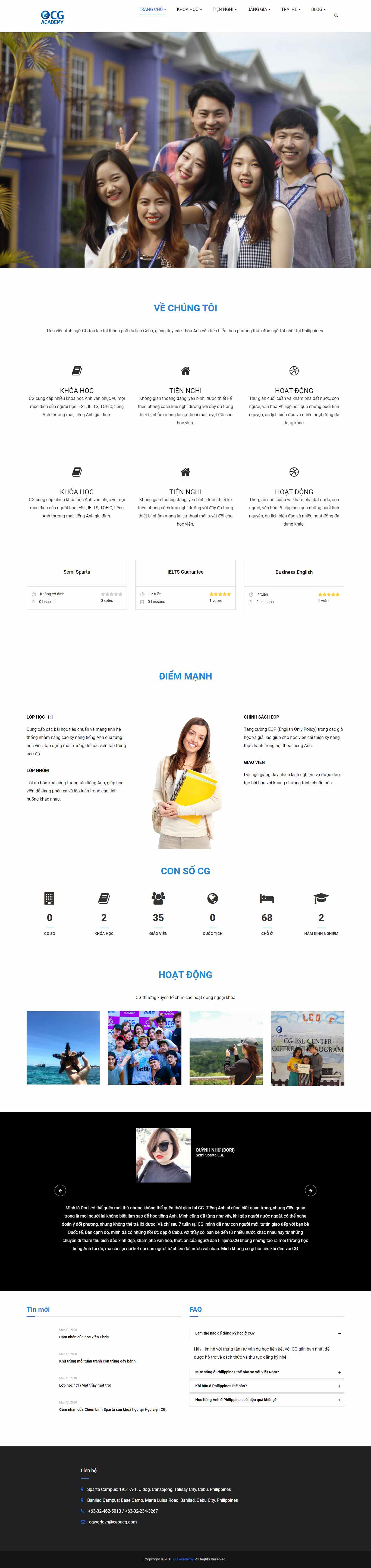 Thiết kế Web học viện anh ngữ cebucg.edu.vn