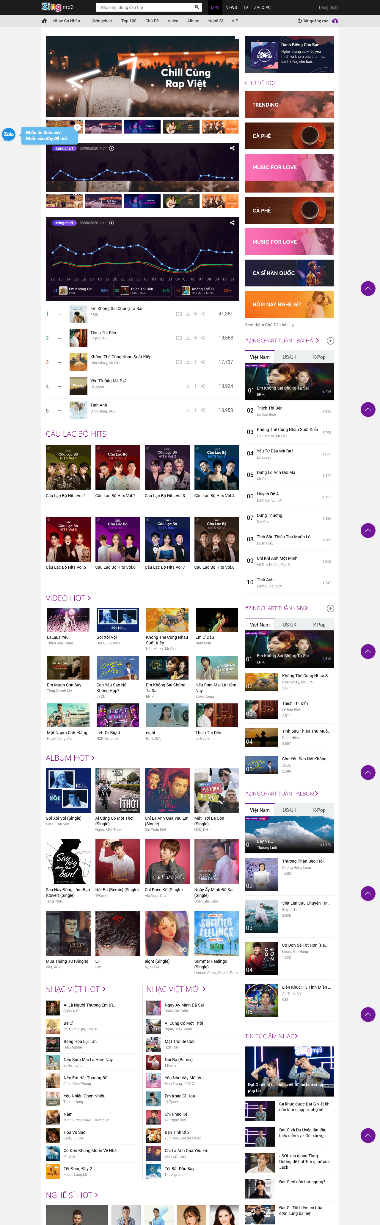 Thiết kế Web nhạc mp3.zing.vn