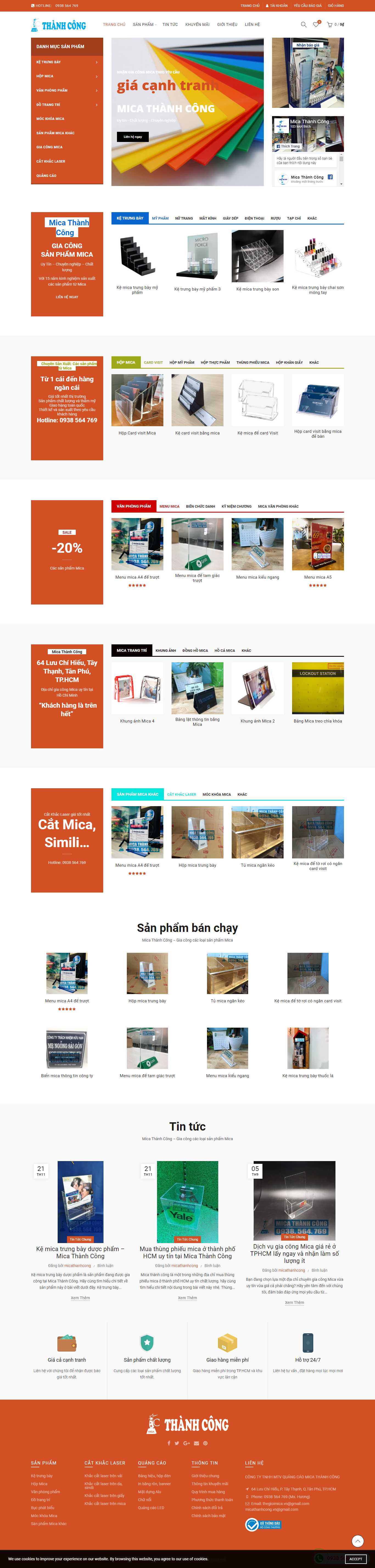 Thiết kế Web sản phẩm nhựa mica micathanhcong.vn
