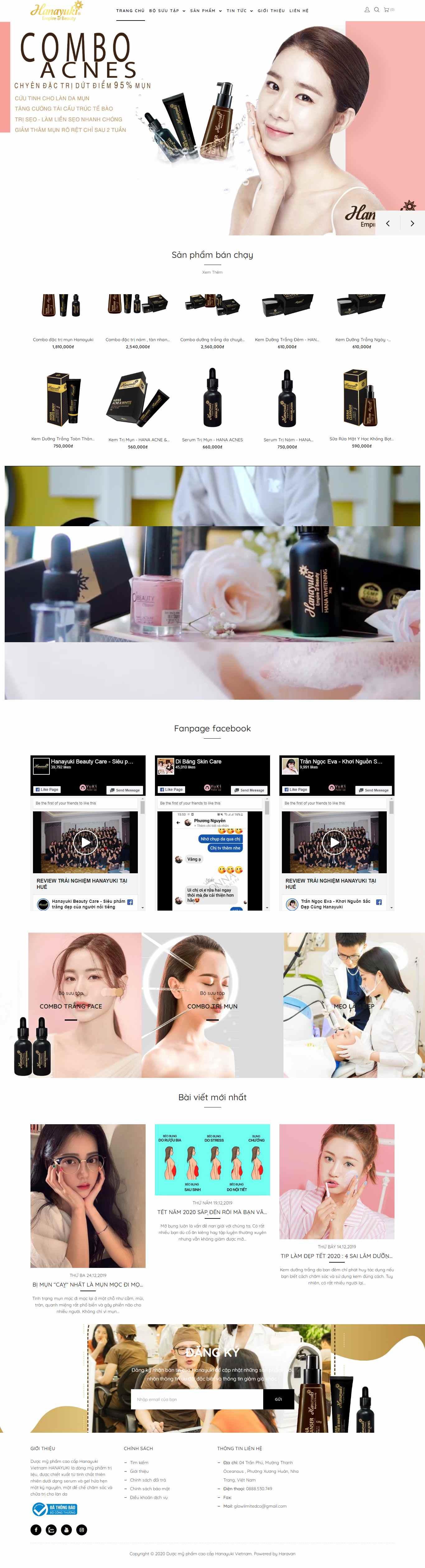 Thiết kế Web dược mỹ phẩm hanayukivietnam.com