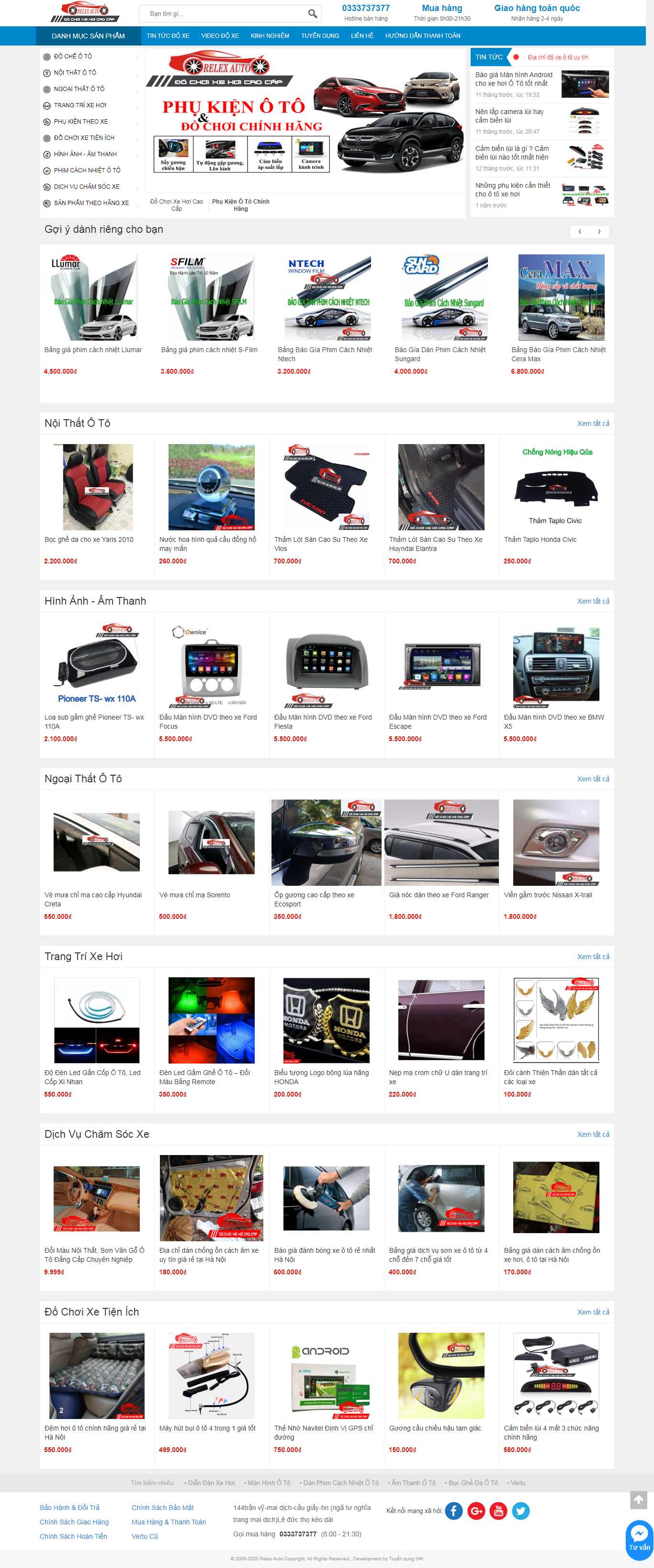 Thiết kế Web phụ kiện xe hơi relexauto.com