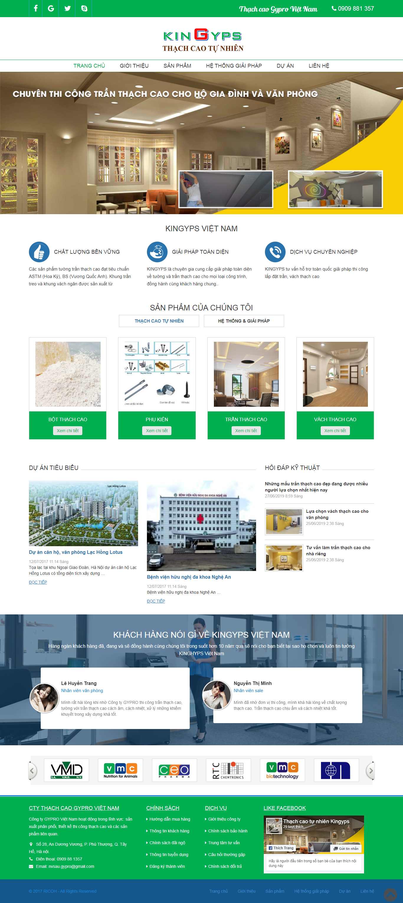 Thiết kế Web thạch cao tự nhiên thachcaotunhien.vn