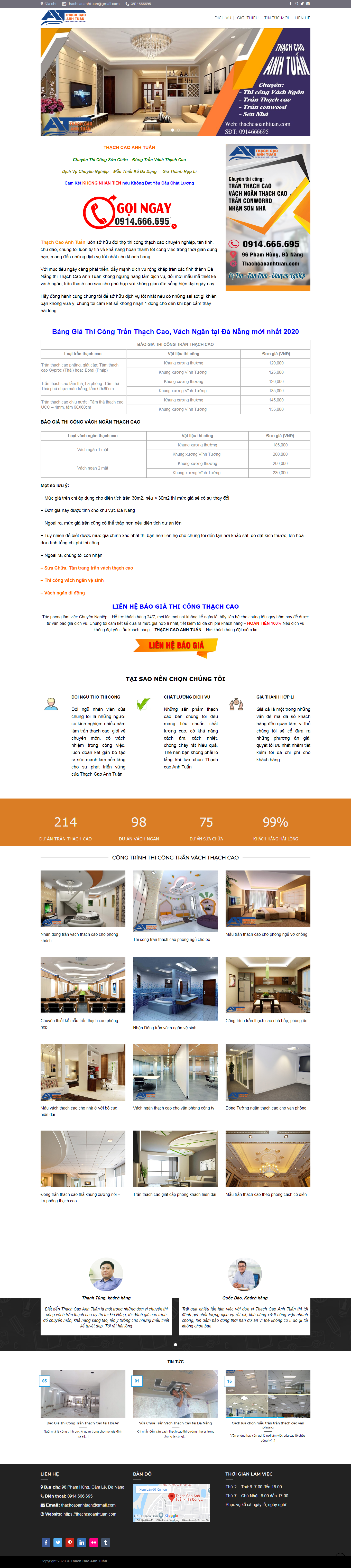 Thiết kế Web thạch cao tự nhiên thachcaoanhtuan.com