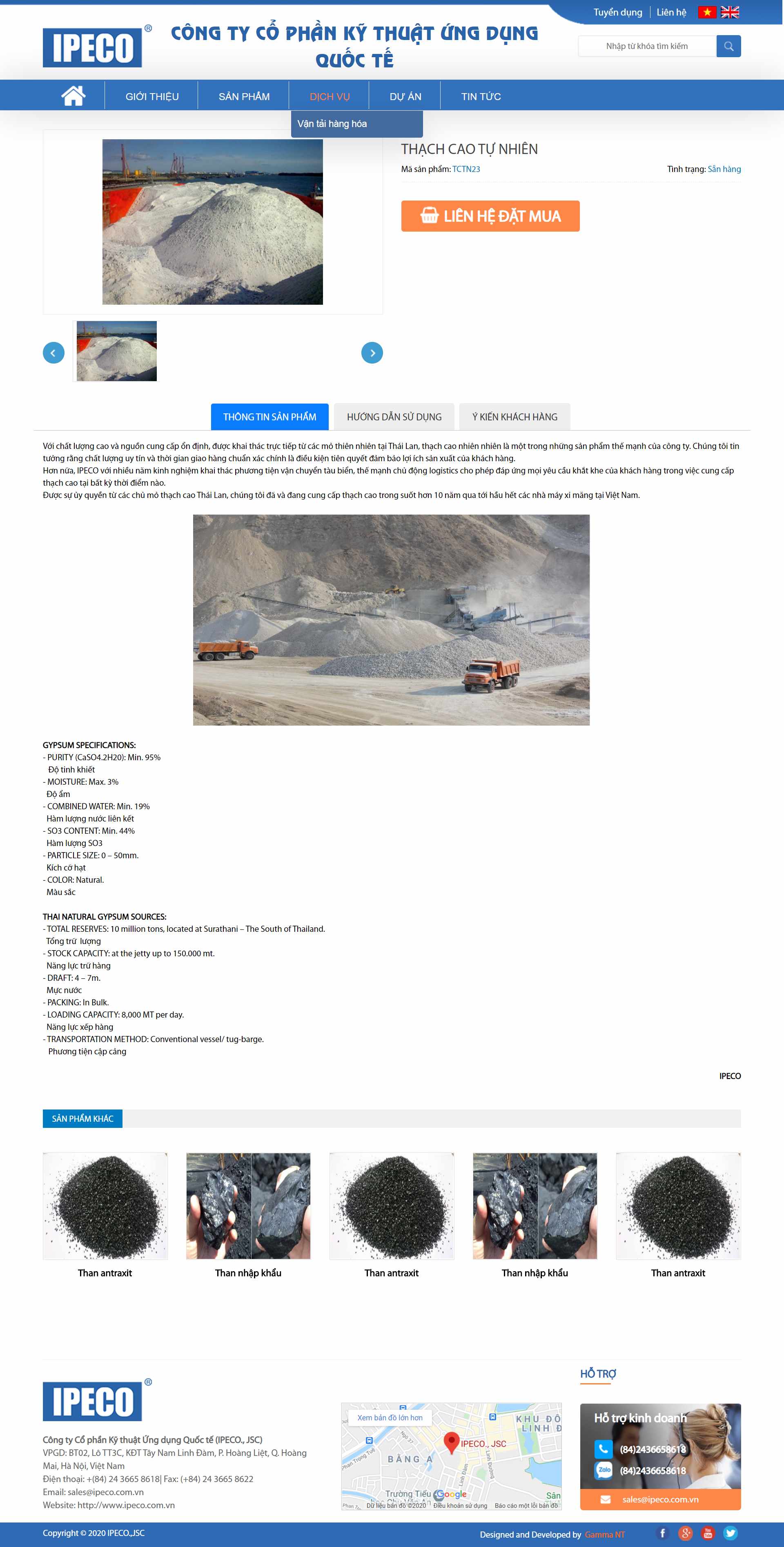 Thiết kế Web thạch cao tự nhiên ipeco.com.vn