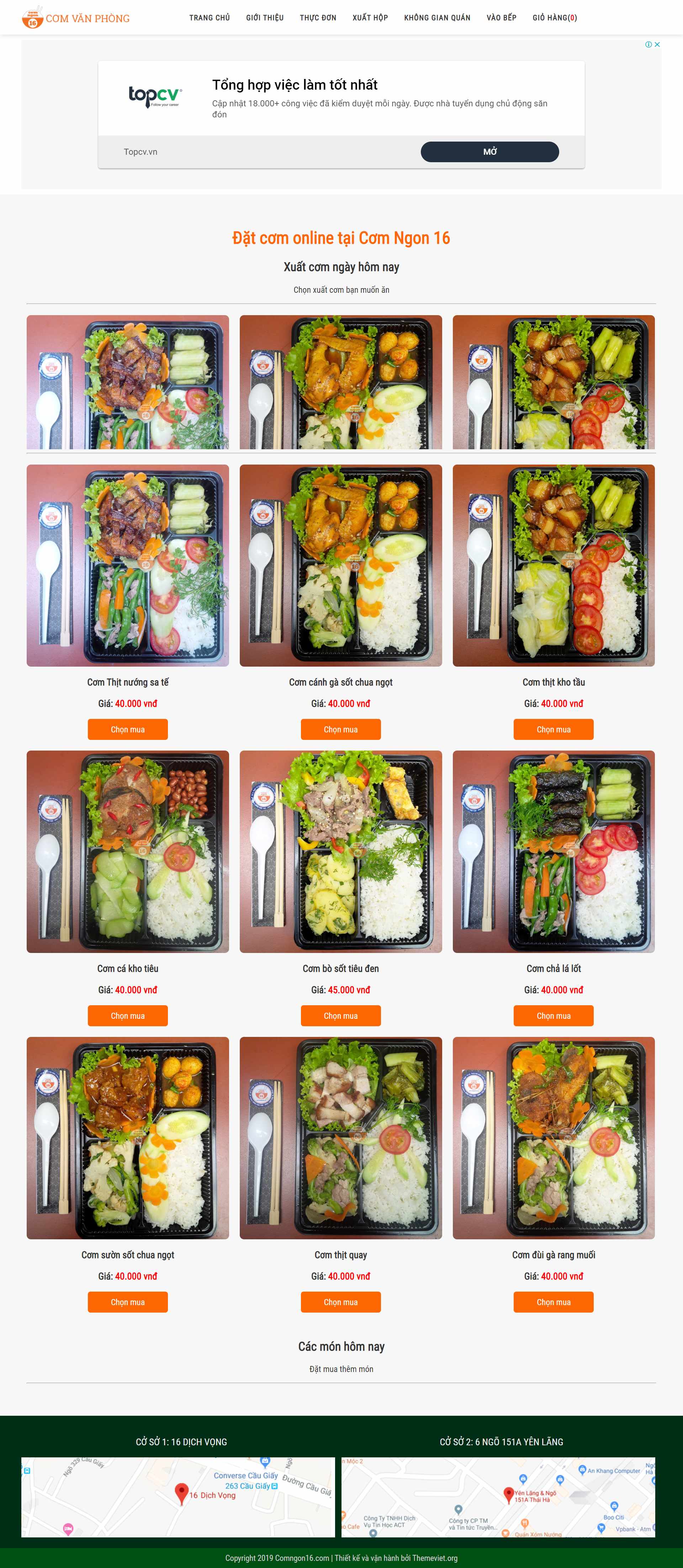 Thiết kế Web cơm văn phòng comngon16.com