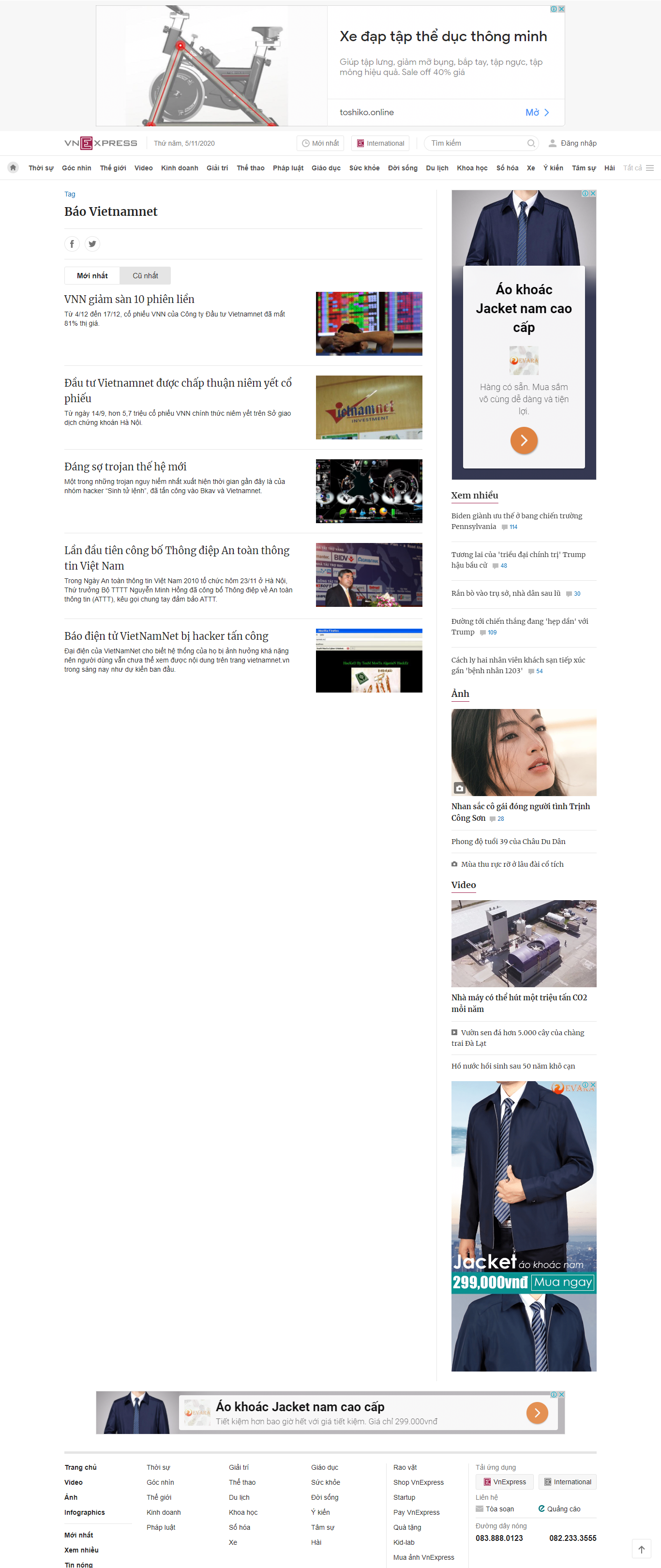 Thiết kế Web vietnamnet vnexpress.net