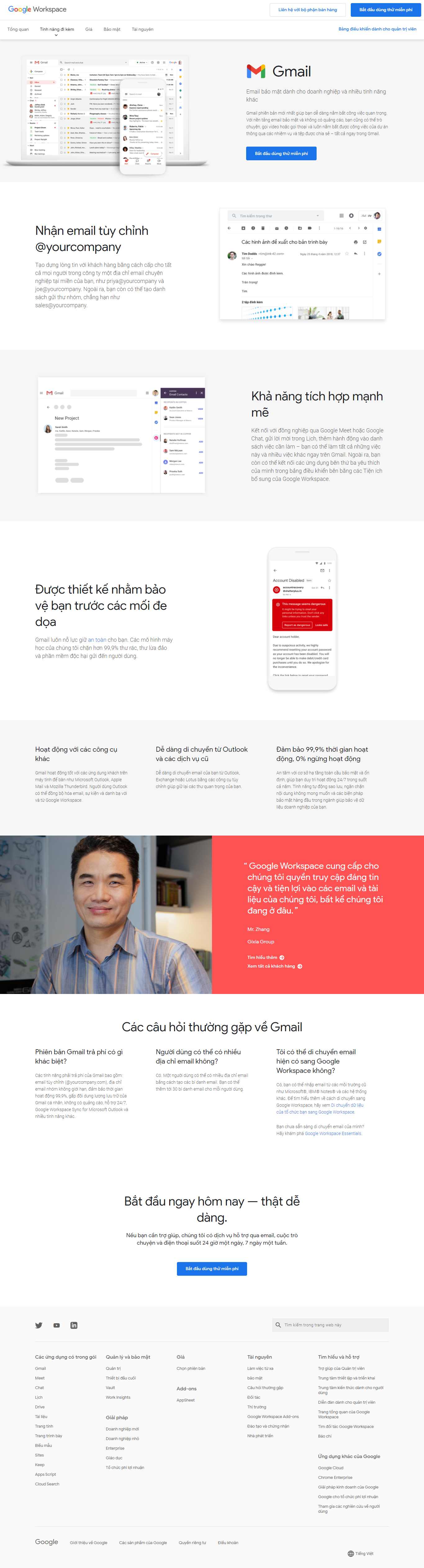 Thiết kế Web gmail workspace.google.com.vn