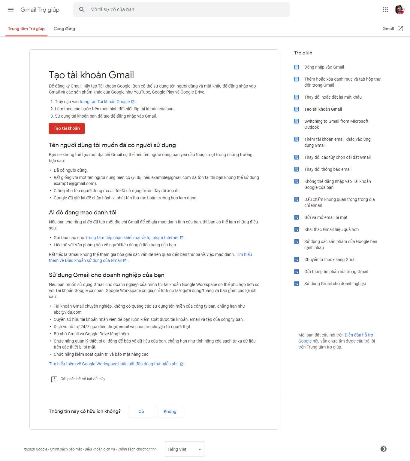 Thiết kế Web gmail support.google.com
