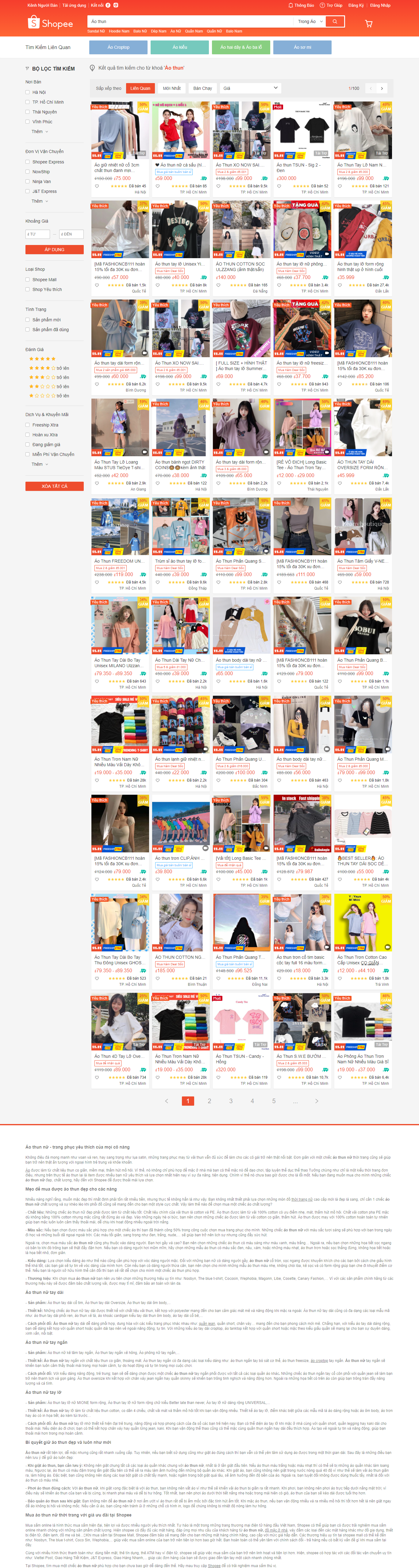 Thiết kế Web áo thun shopee.vn