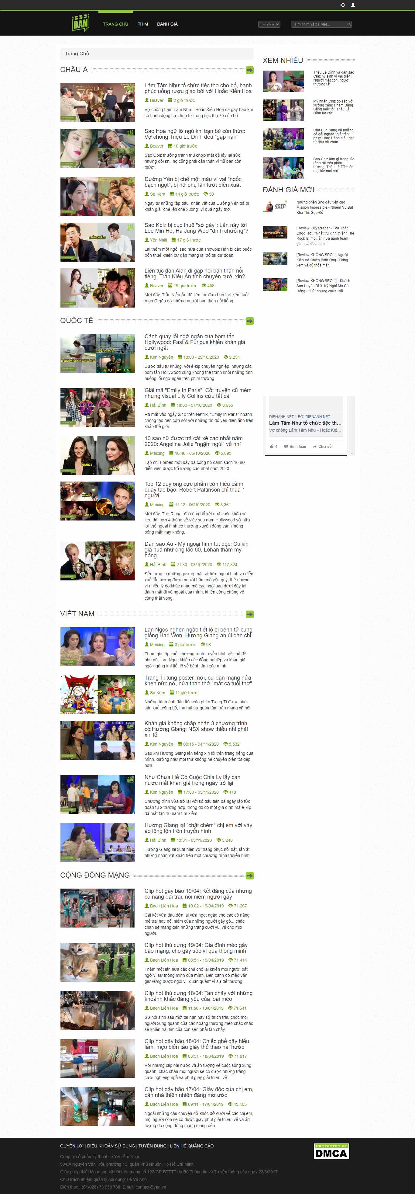 Thiết kế Web điện ảnh - nhạc - họa dienanh.net