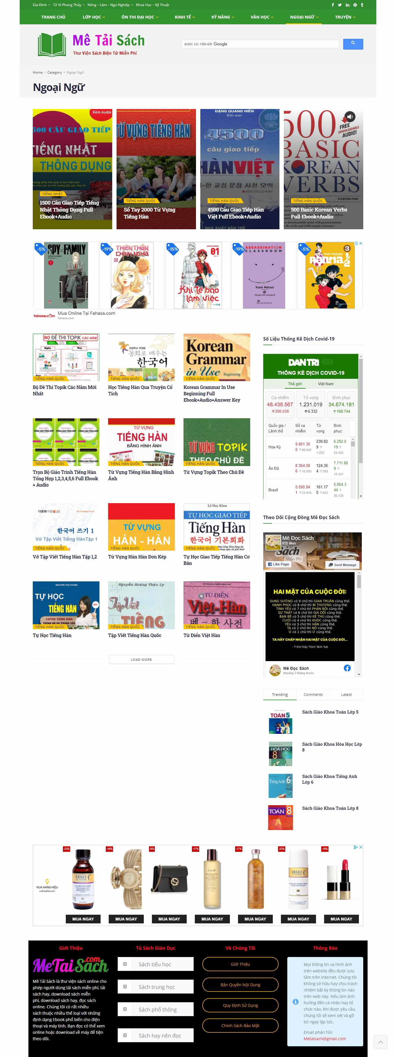 Thiết kế Web sách học ngoại ngữ metaisach.com