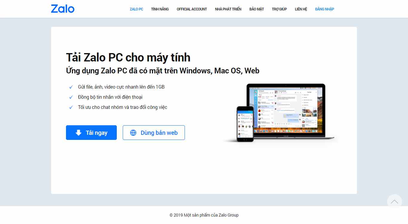 Thiết kế Web zalo zalo.me