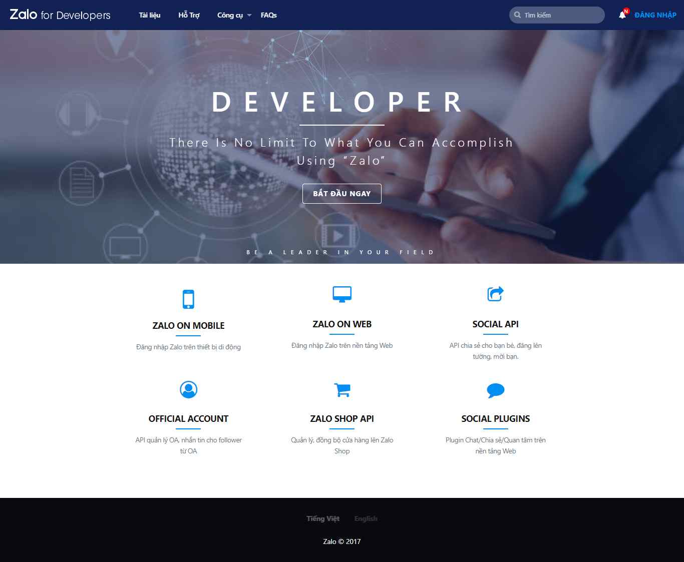 Thiết kế Web zalo developers.zalo.me