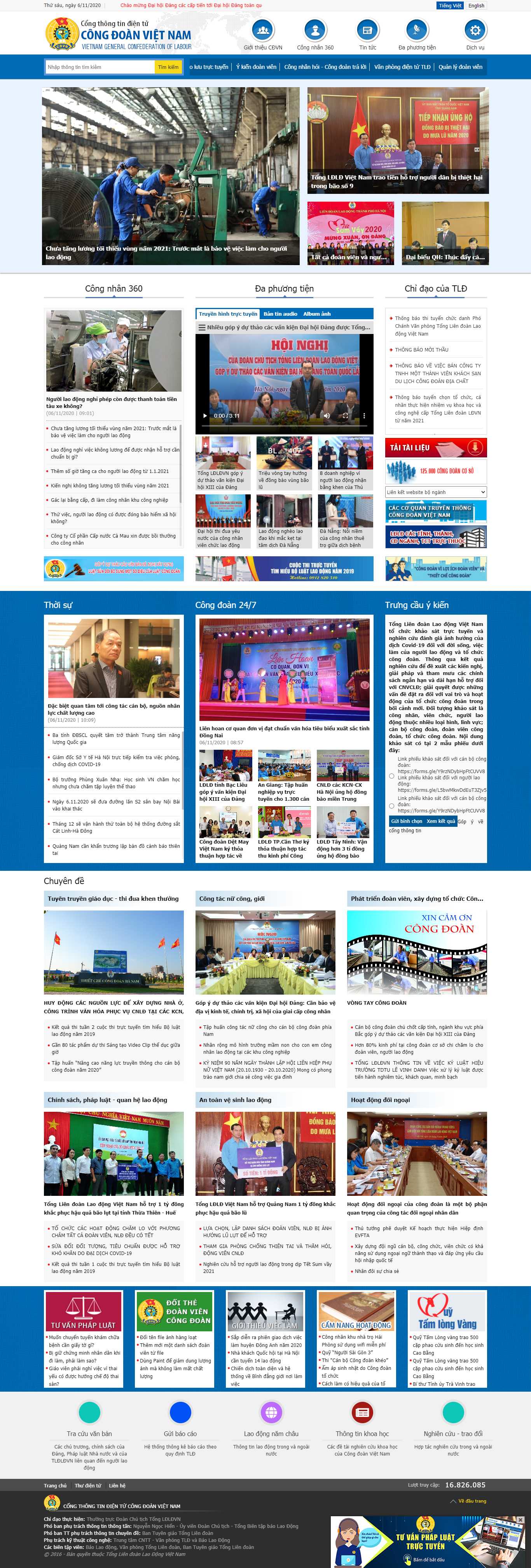 Thiết kế Web người lao động congdoan.vn