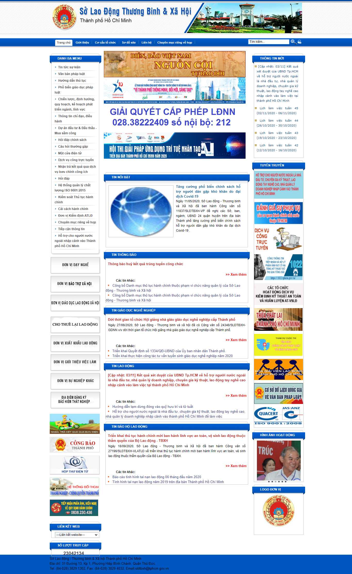 Thiết kế Web người lao động sldtbxh.hochiminhcity.gov.vn