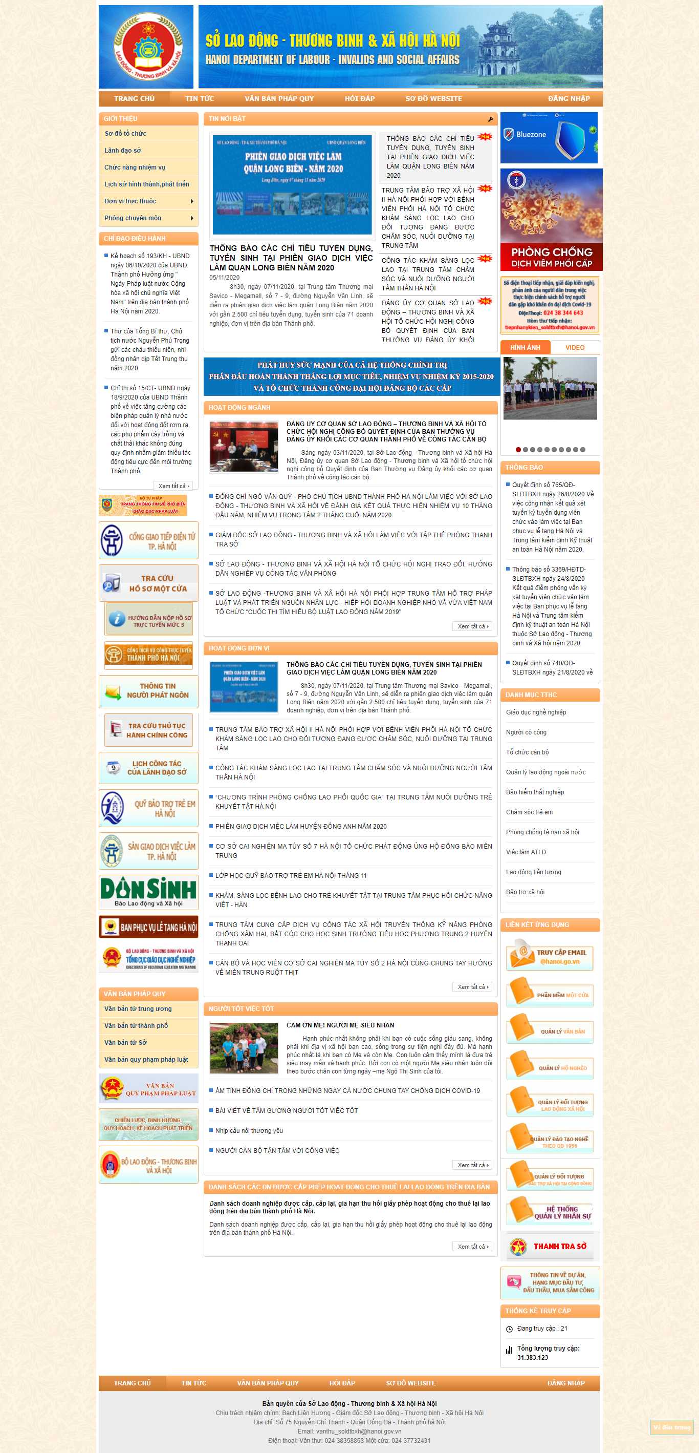 Thiết kế Web người lao động solaodong.hanoi.gov.vn