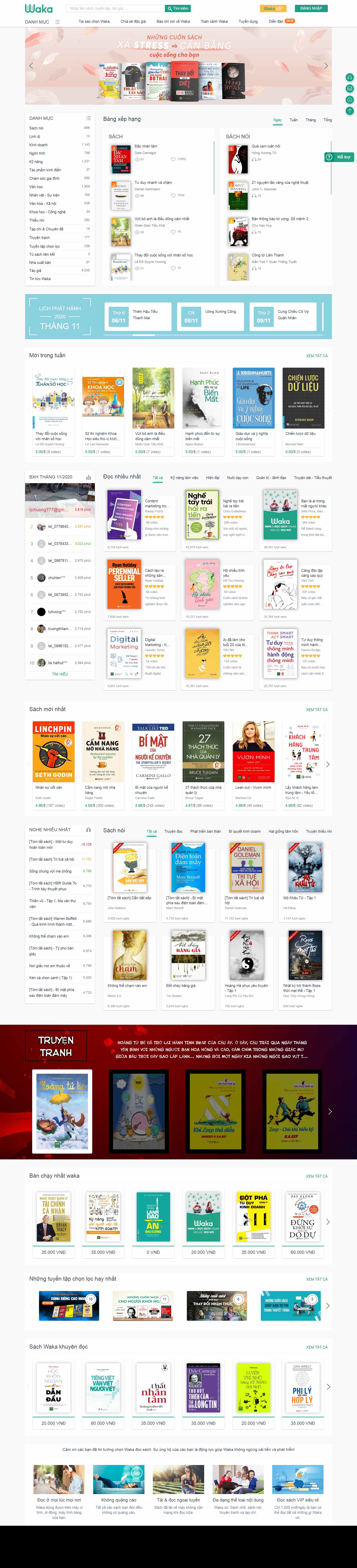 Thiết kế Web đọc sách online waka.vn