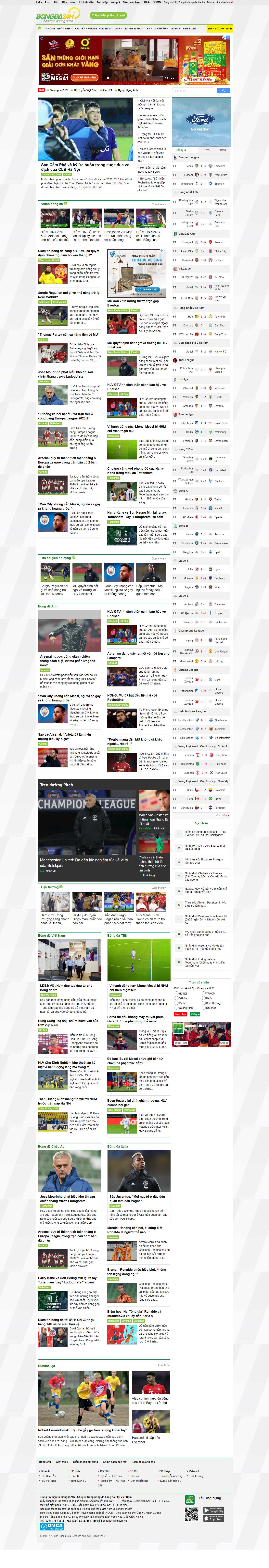 Thiết kế Web bóng đá plus bongda24h.vn