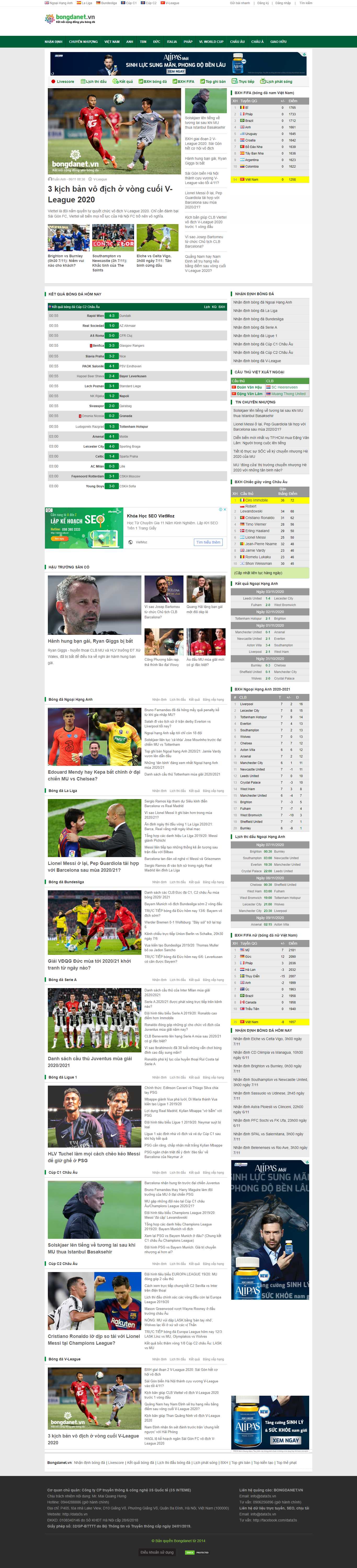 Thiết kế Web bóng đá plus bongdanet.vn