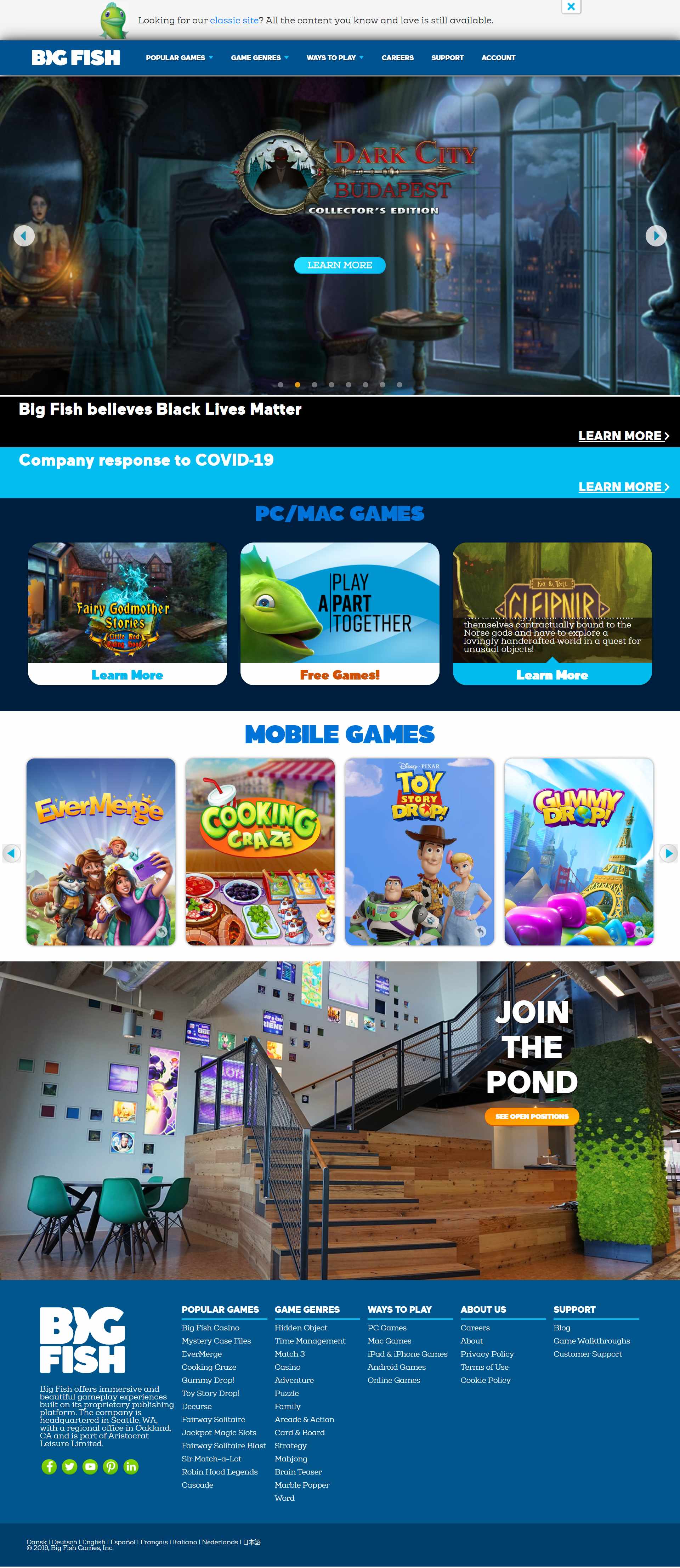 Thiết kế Web chơi game online bigfishgames.com