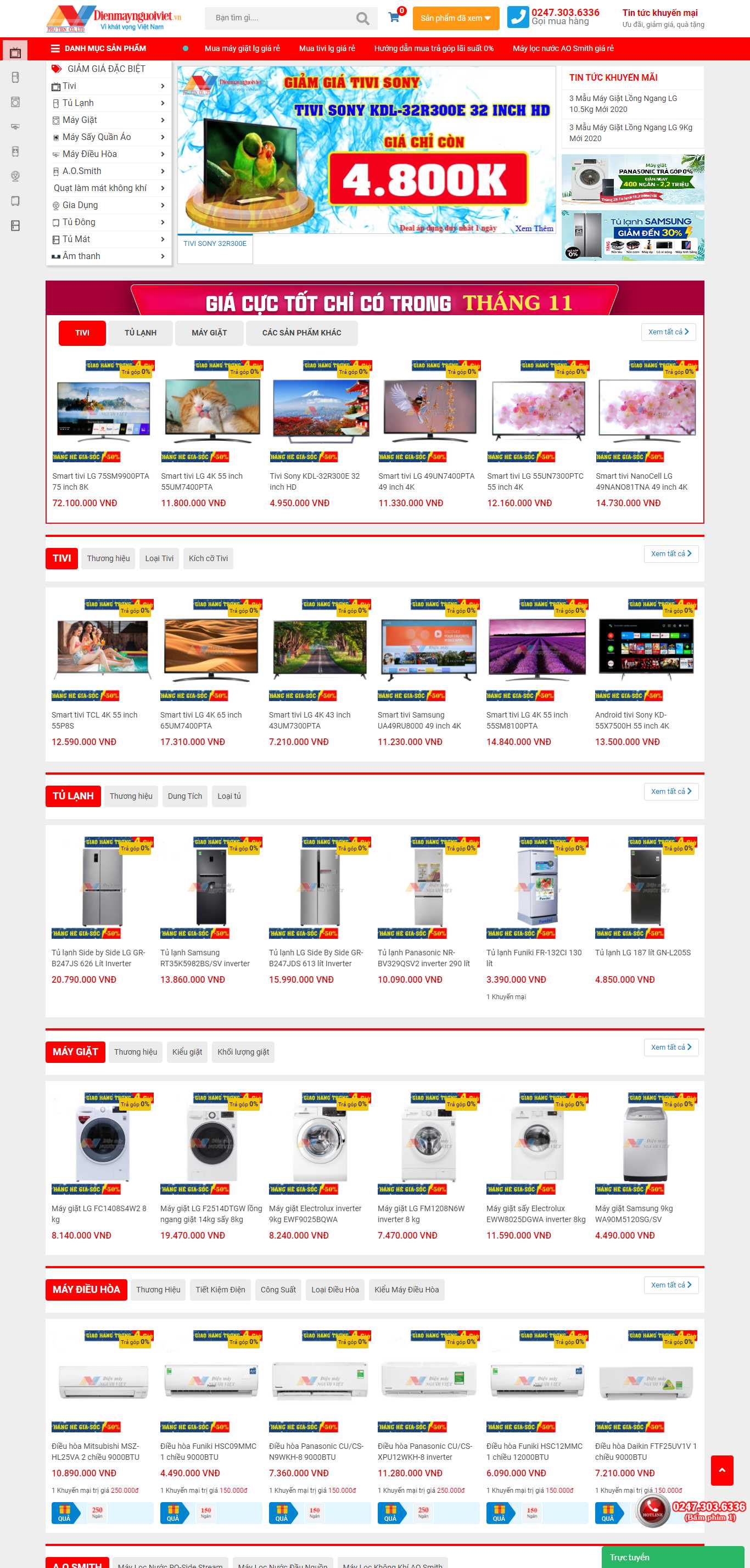 Thiết kế Web điện máy dienmaynguoiviet.vn