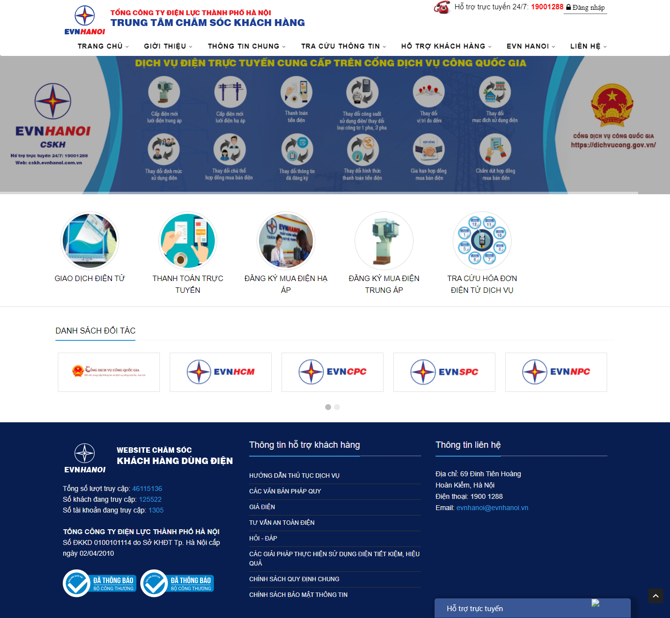 Thiết kế Web điện lực cskh.evnhanoi.com.vn