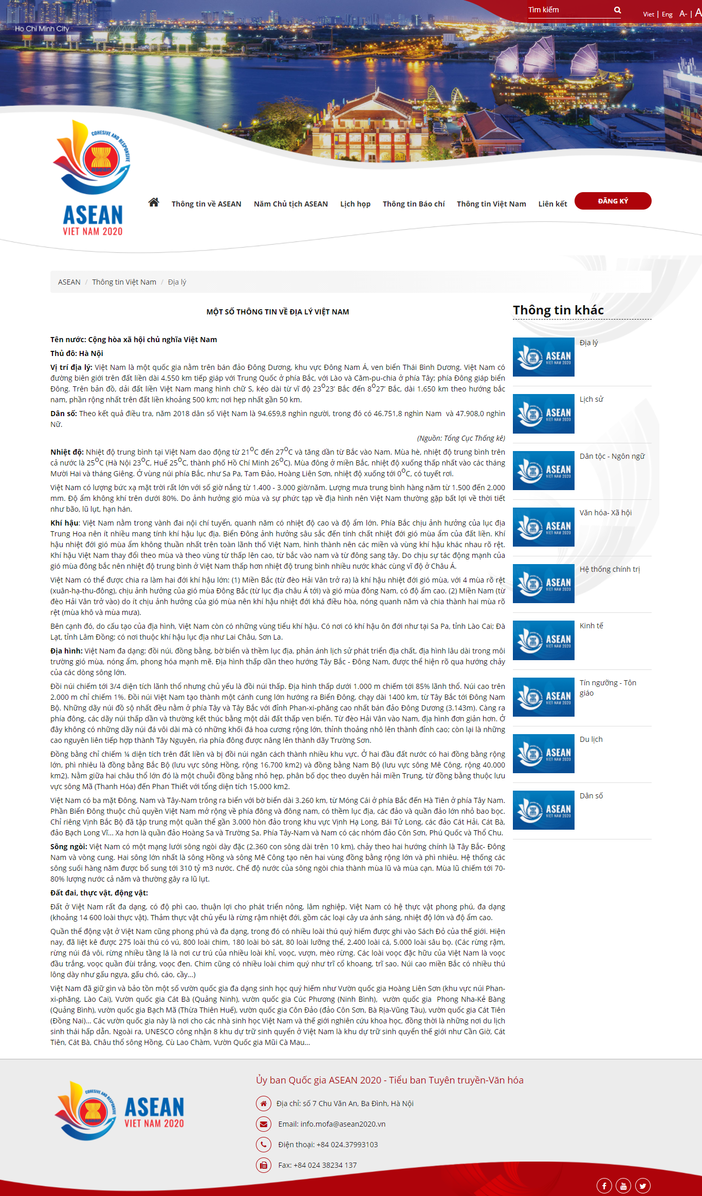 Thiết kế Web địa lý asean2020.vn