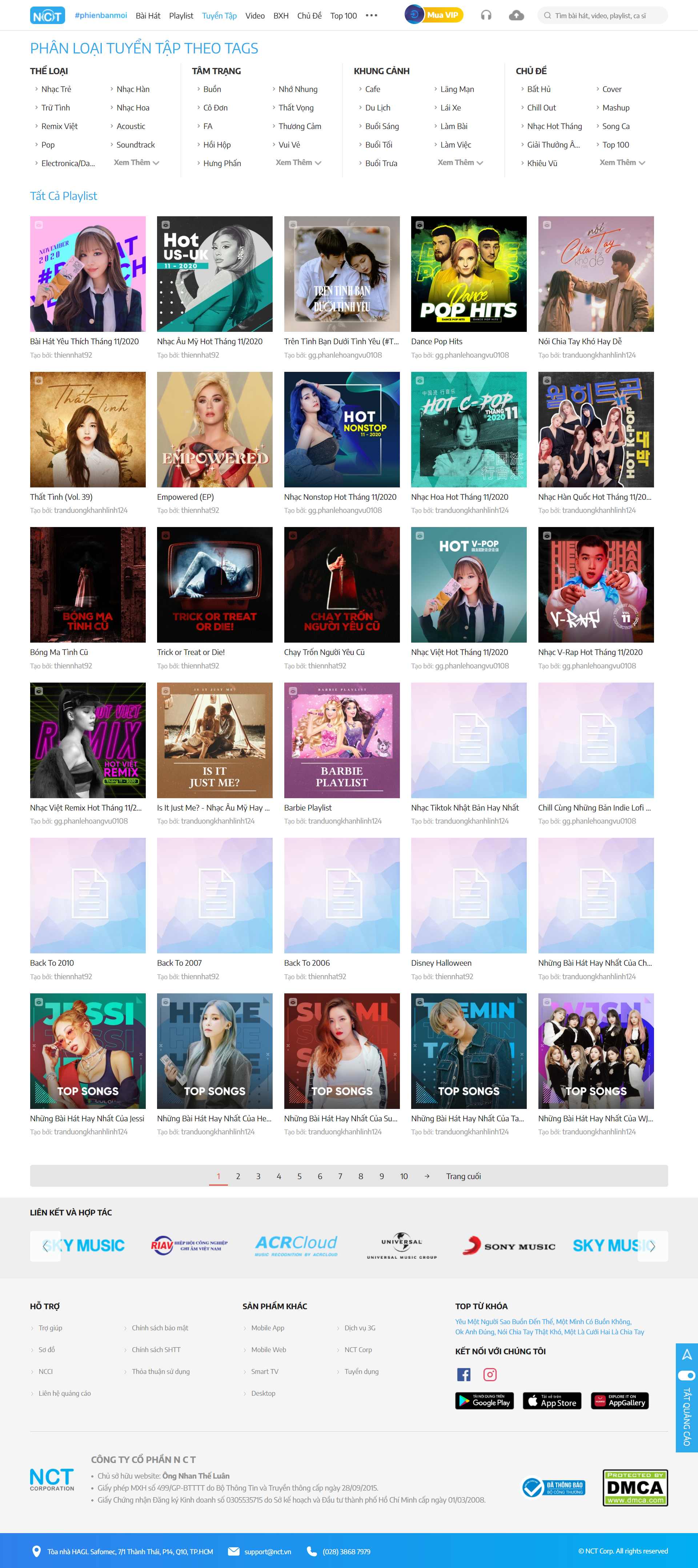 Thiết kế Web âm nhạc nhaccuatui.com