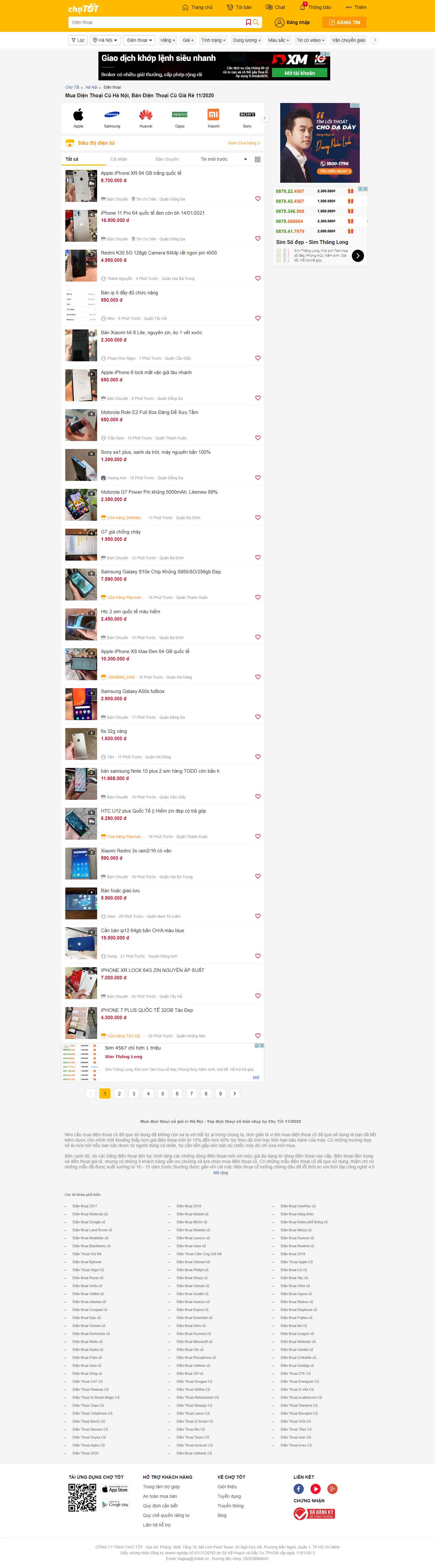 Thiết kế Web bán điện thoại chotot.com