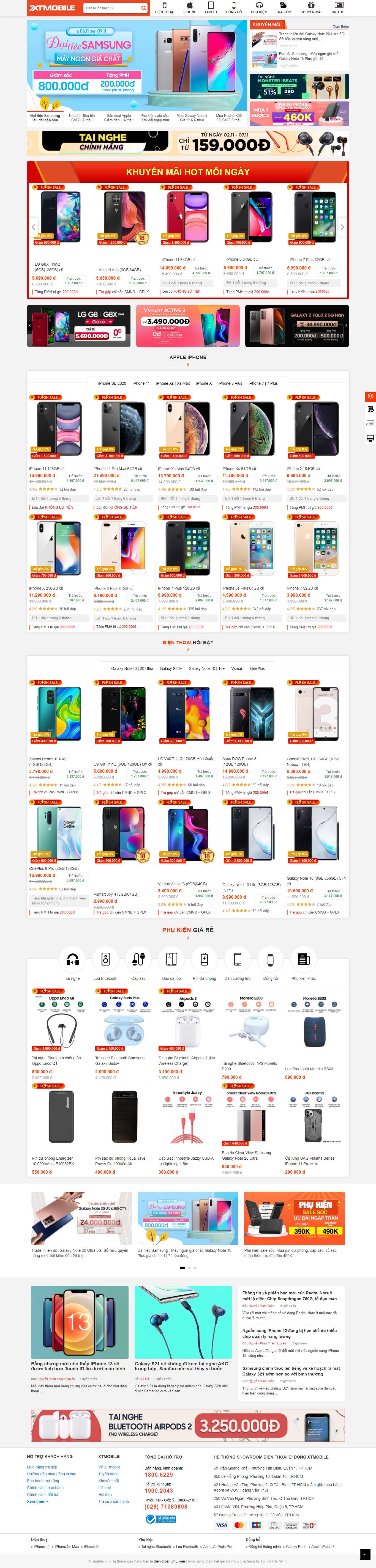 Thiết kế Web bán điện thoại xtmobile.vn