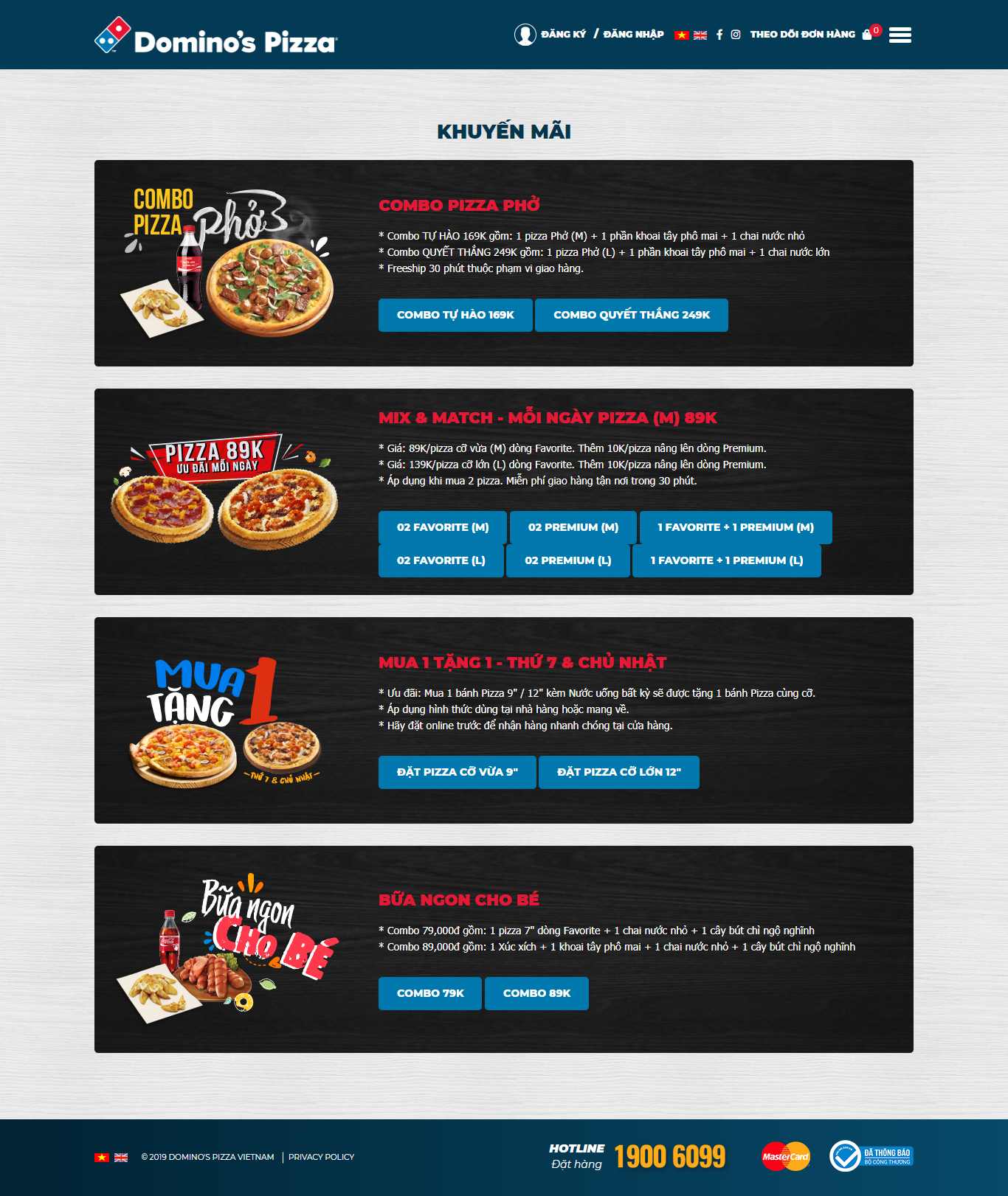 Thiết kế Web bánh pizza dominos.vn