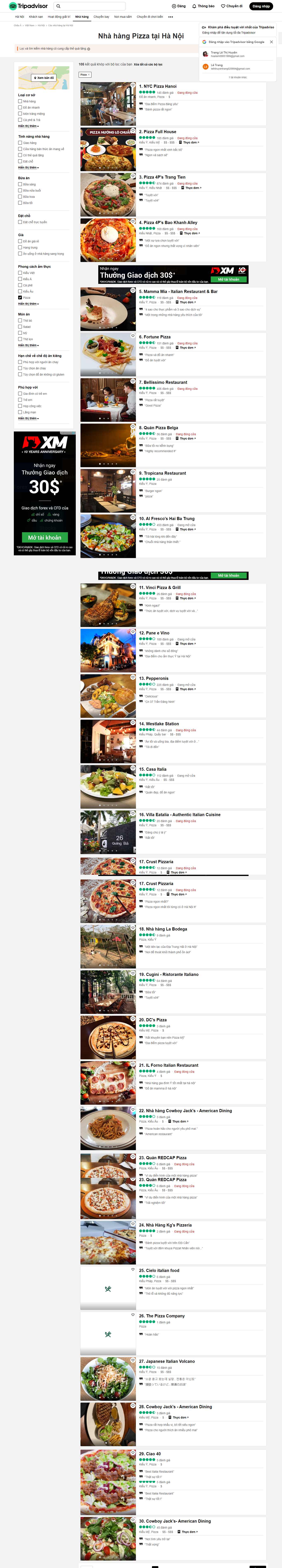 Thiết kế Web bánh pizza tripadvisor.com.vn