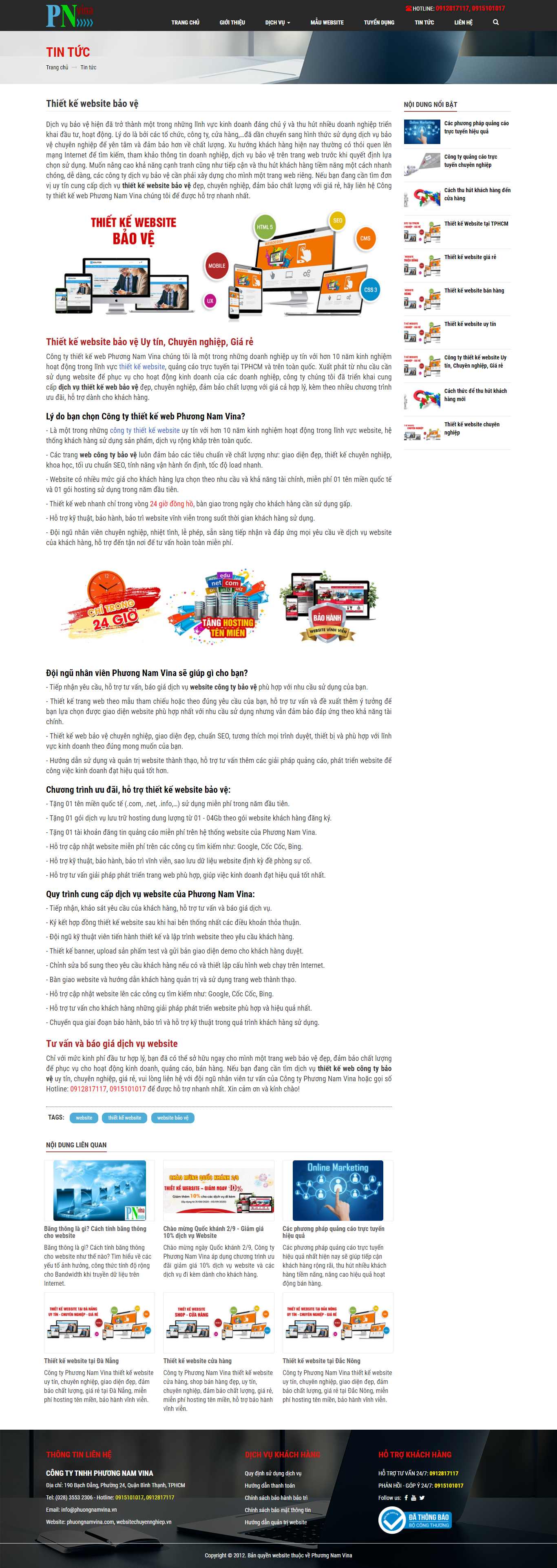 Thiết kế Web bảo vệ phuongnamvina.com