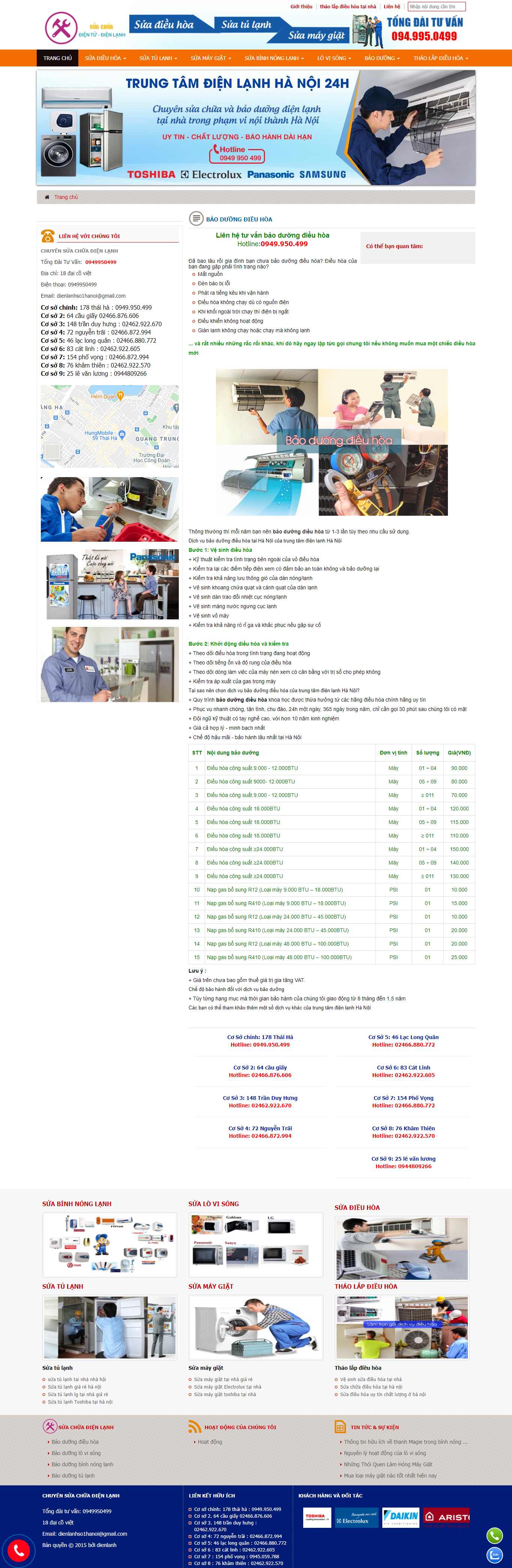 Thiết kế Web bảo dưỡng điều hòa trungtamdienlanhhanoi24h.com