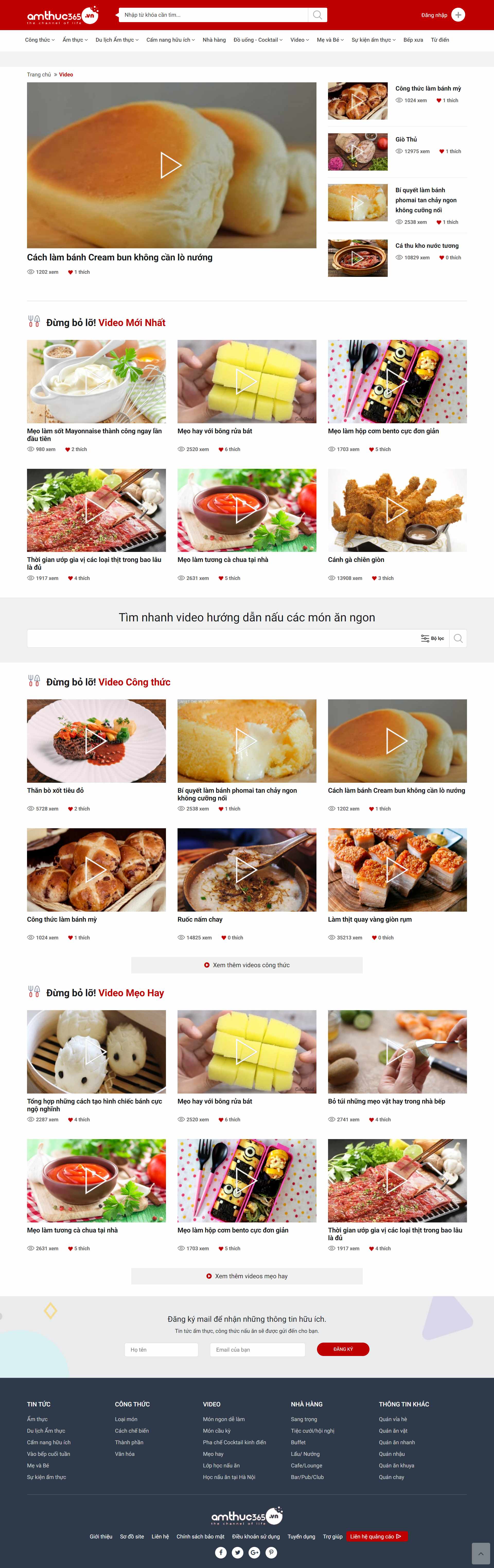 Thiết kế Web ẩm thực amthuc365.vn
