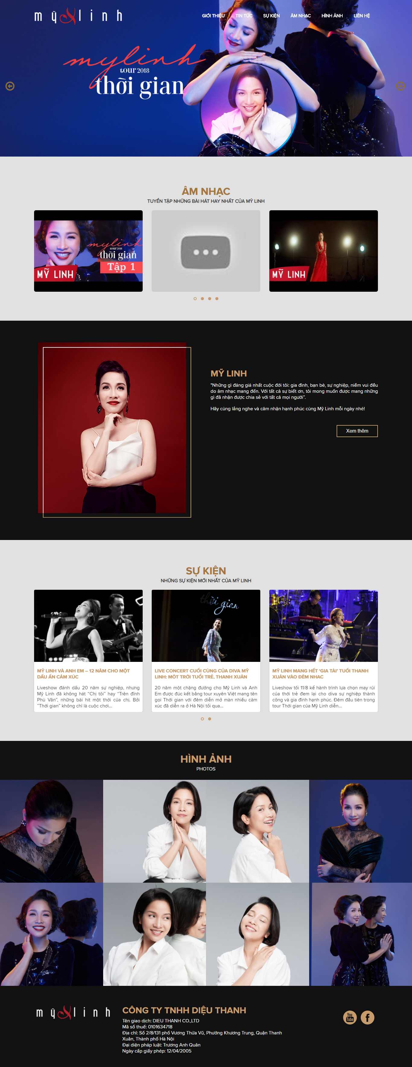 Thiết kế Web ca sĩ mylinh.me