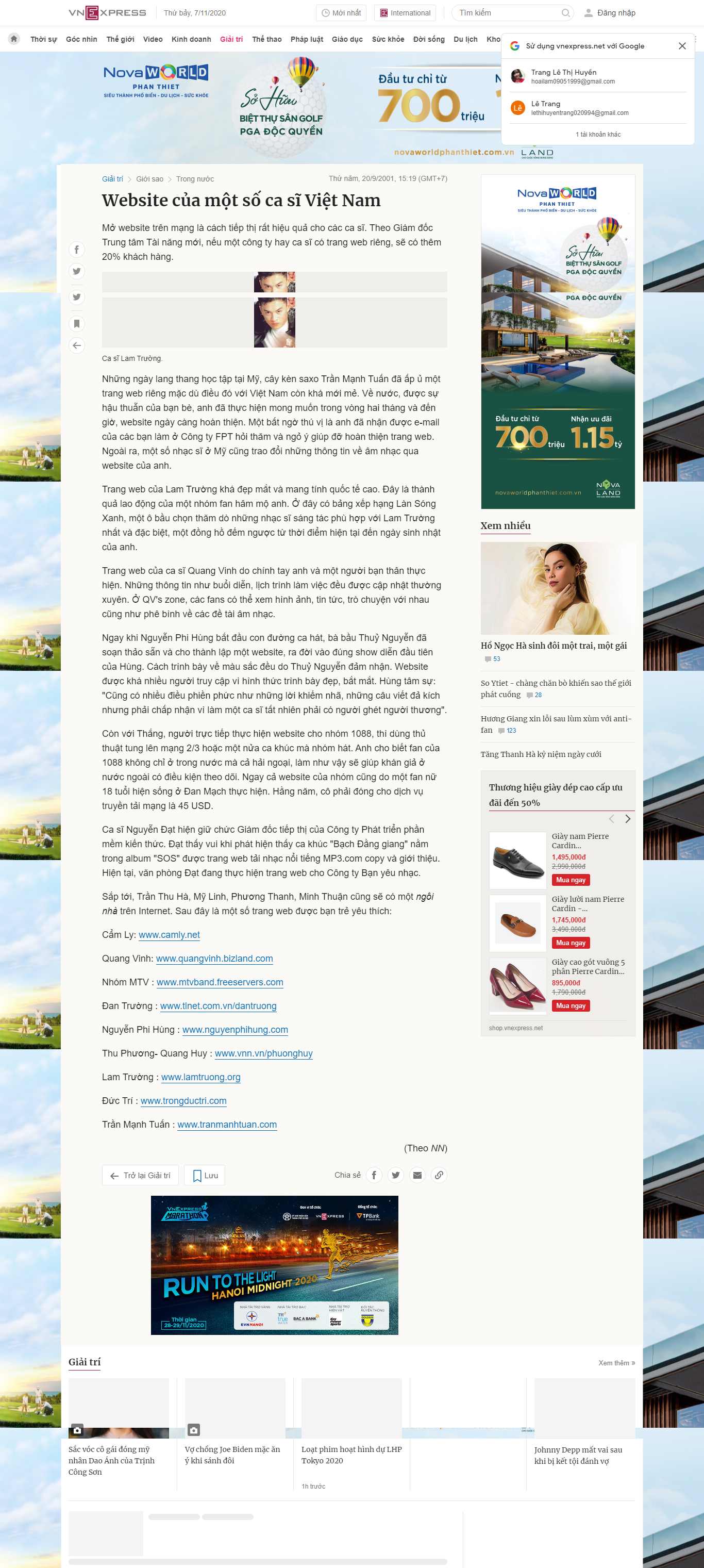 Thiết kế Web ca sĩ vnexpress.net