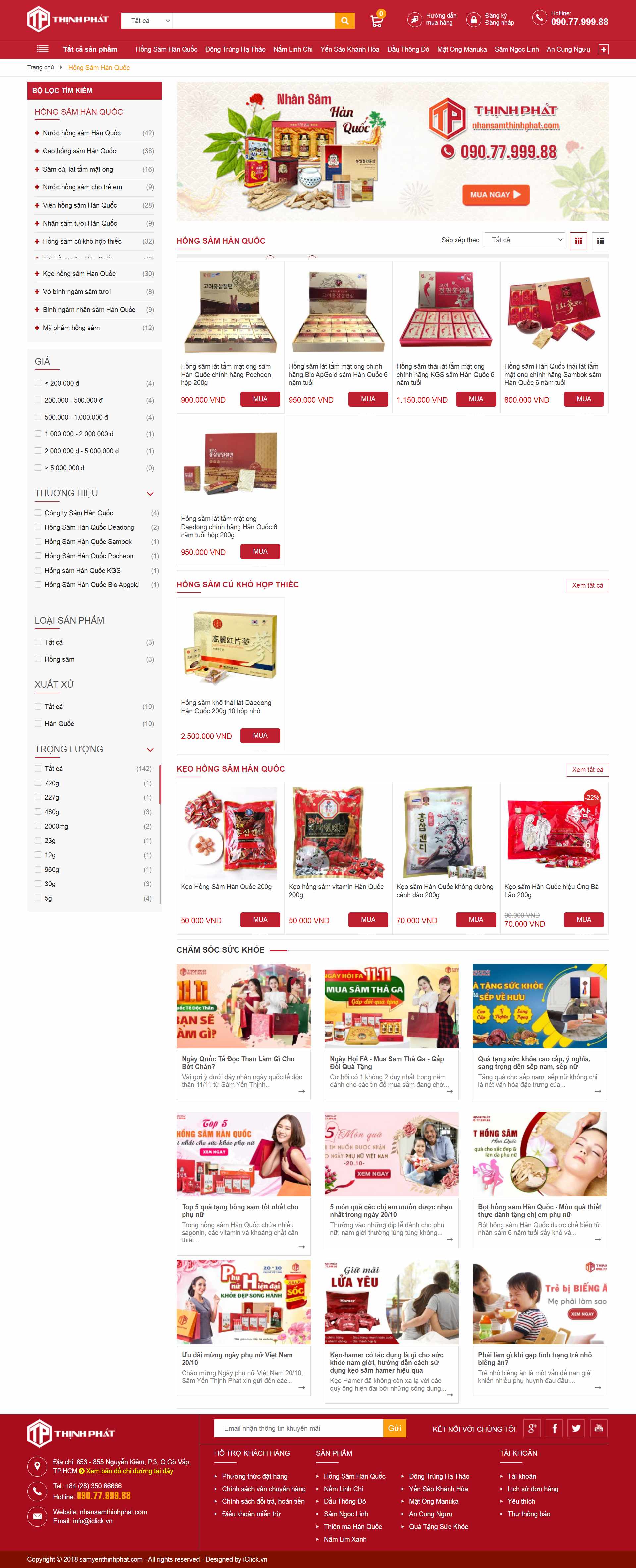 Thiết kế Web bán nhân sâm nhansamthinhphat.com