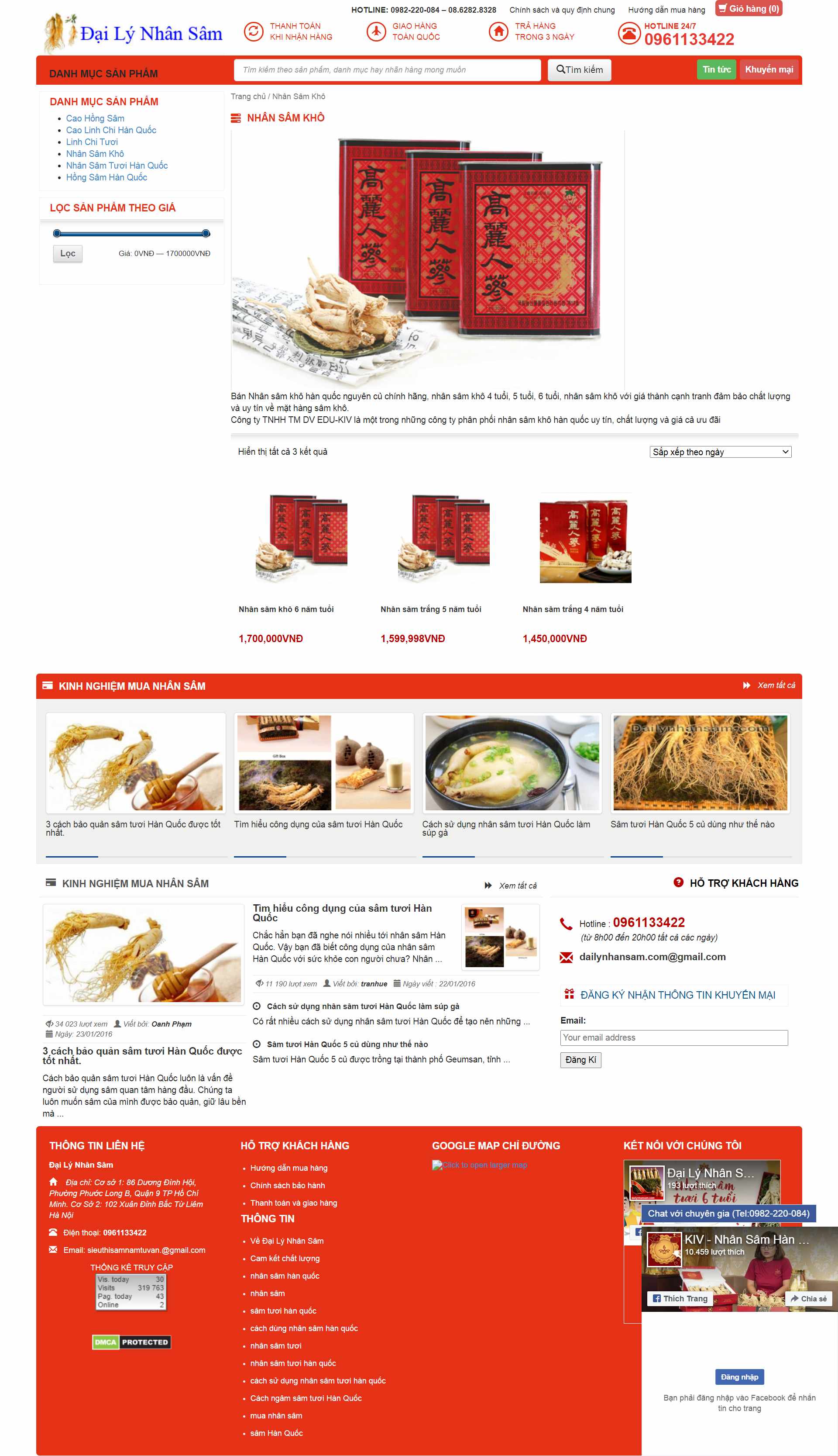 Thiết kế Web bán nhân sâm dailynhansam.com