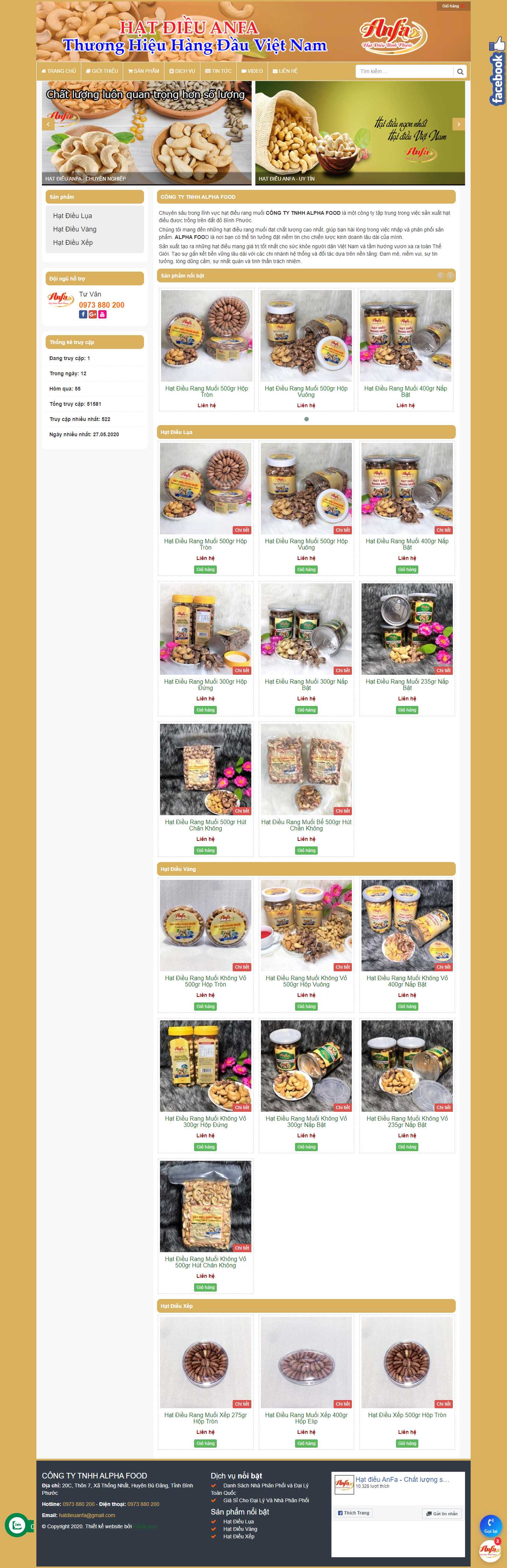 Thiết kế Web bán hạt điều hatdieuanfa.com