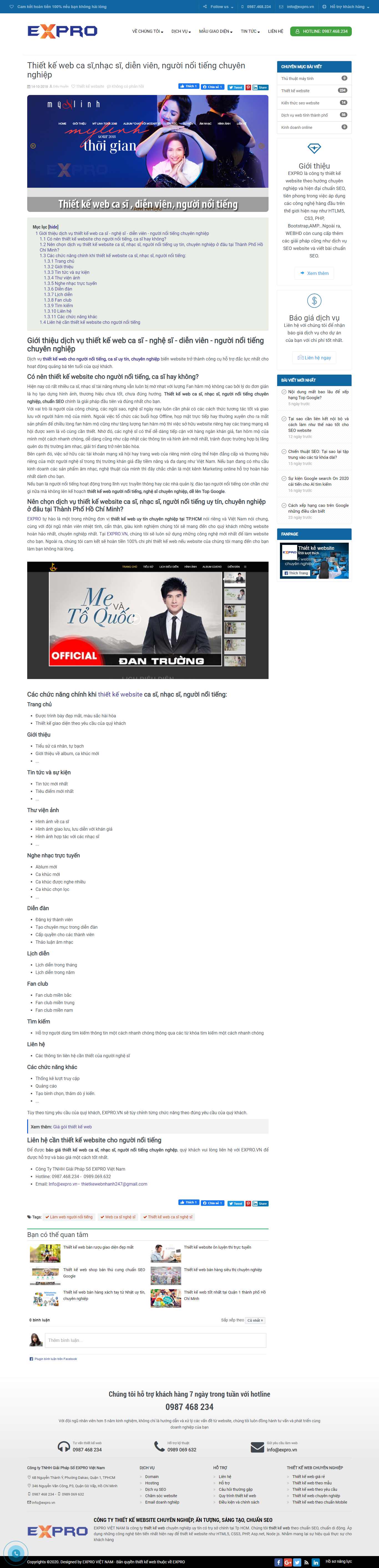 Thiết kế Web ca sĩ expro.vn