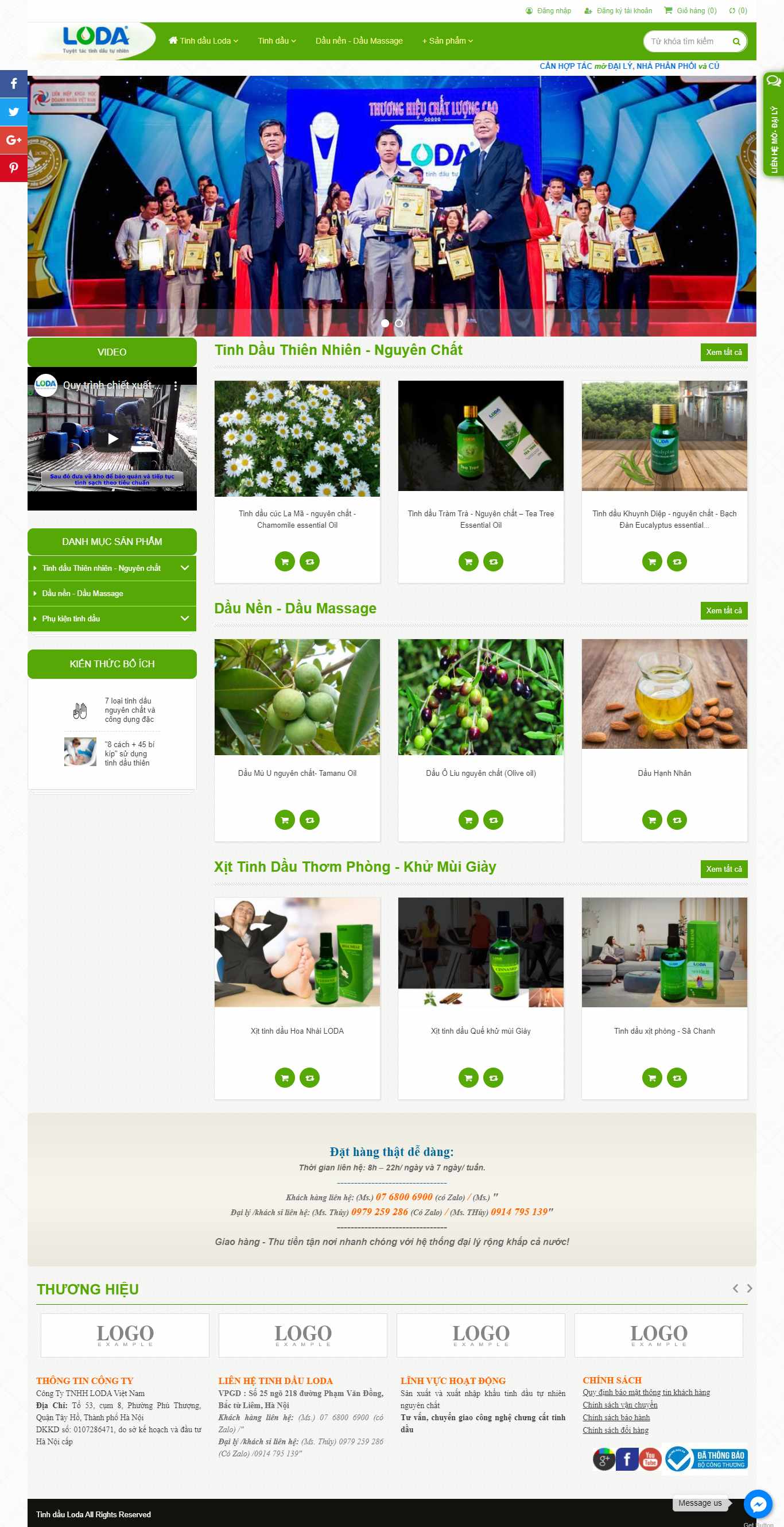 Thiết kế Web bán tinh dầu tinhdauloda.vn