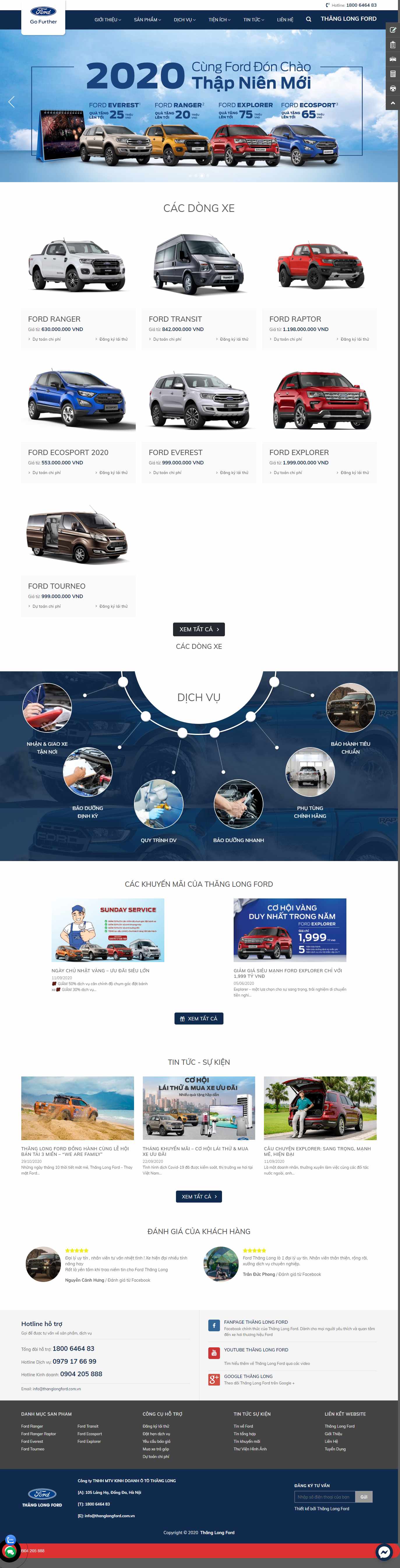 Thiết kế Web bán xe hơi thanglongford.com.vn