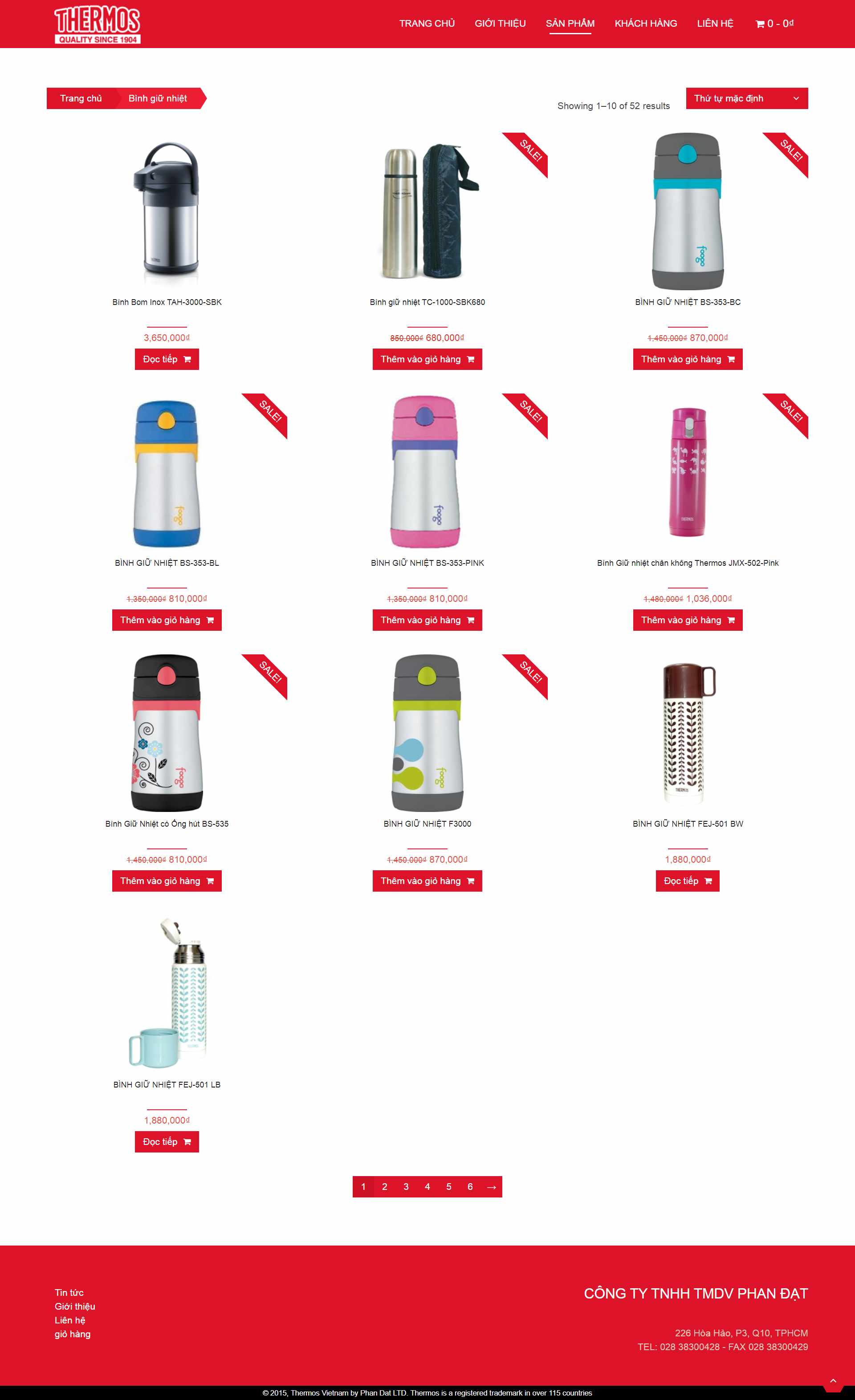 Thiết kế Web bình giữ nhiệt thermos.com.vn