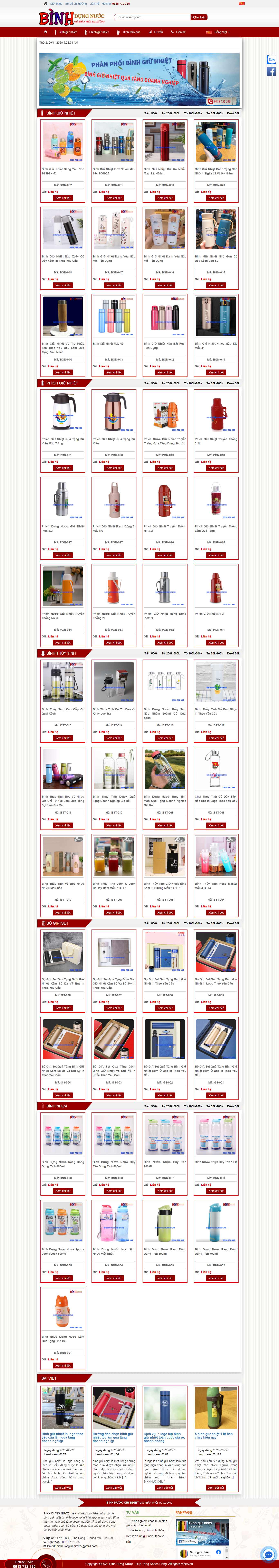 Thiết kế Web bình giữ nhiệt binhnuocgiunhiet.vn