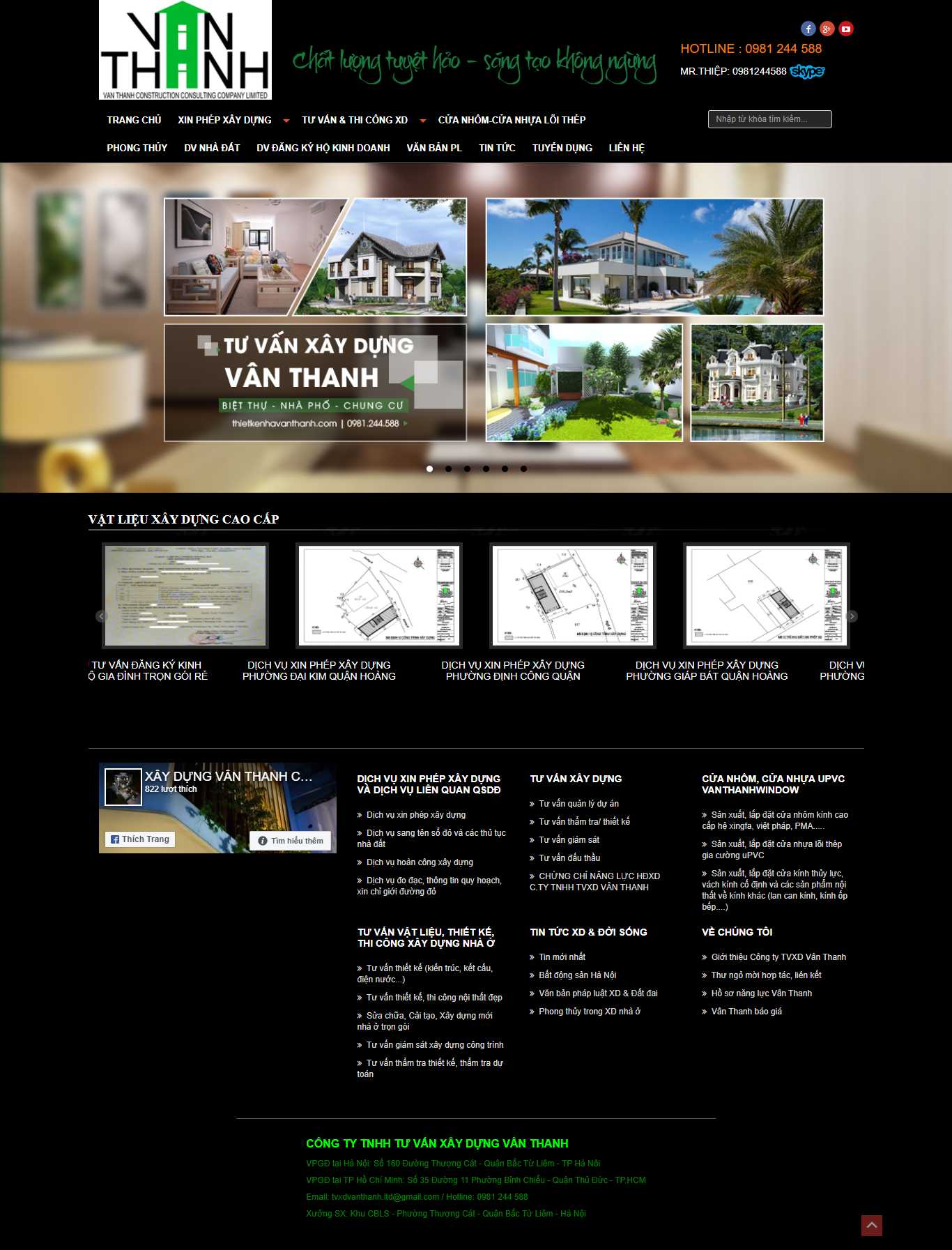 Thiết kế Web công trình xây dựng thietkenhavanthanh.com