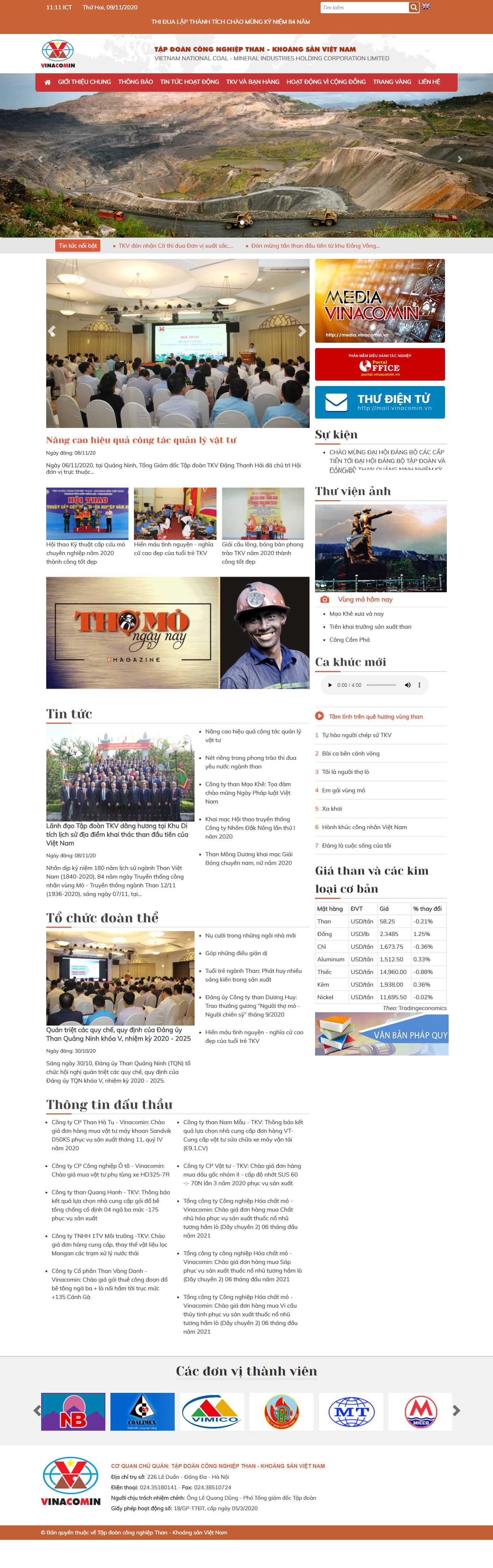 Thiết kế Web công ty than vinacomin.vn