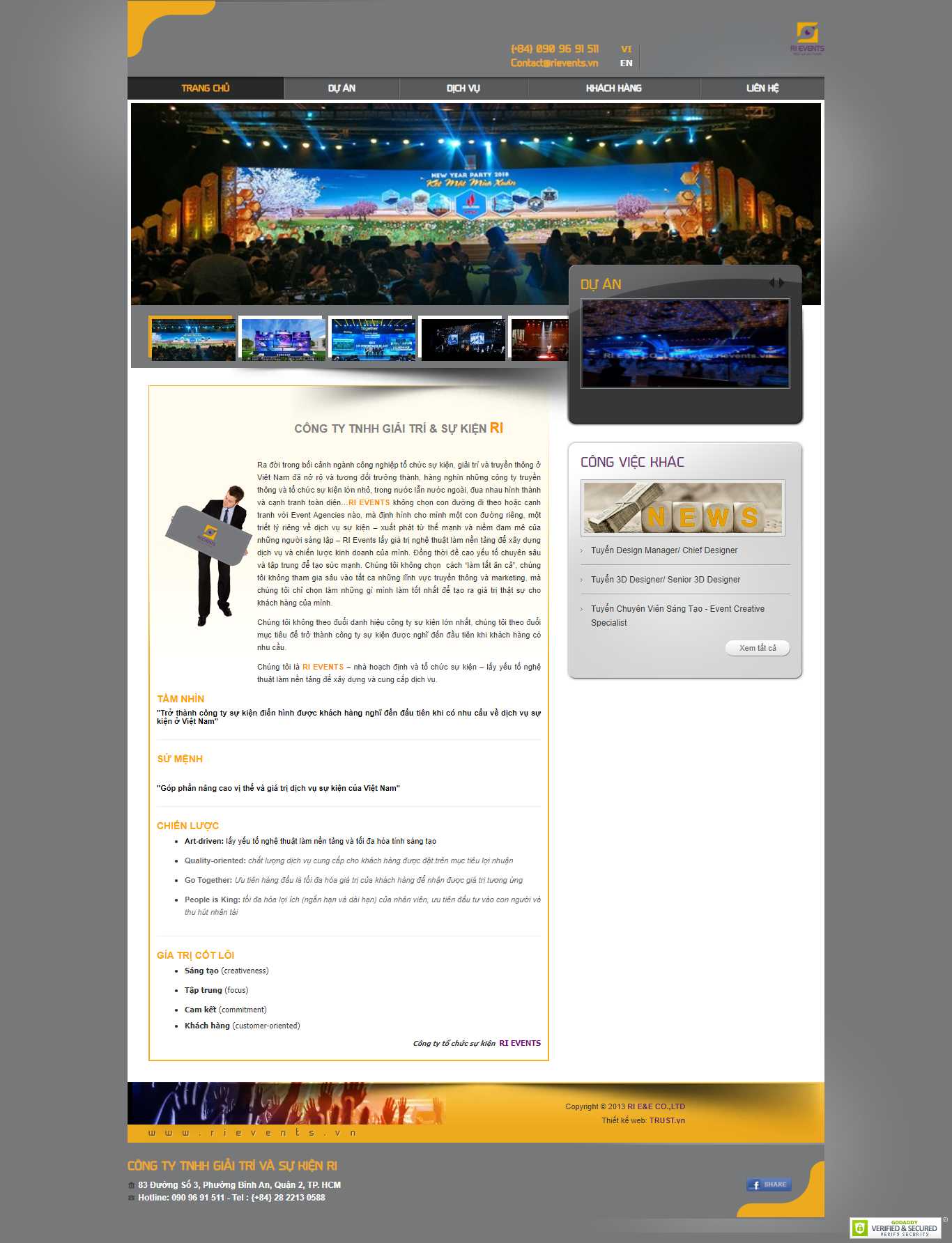 Thiết kế Web công ty truyền thông rievents.vn