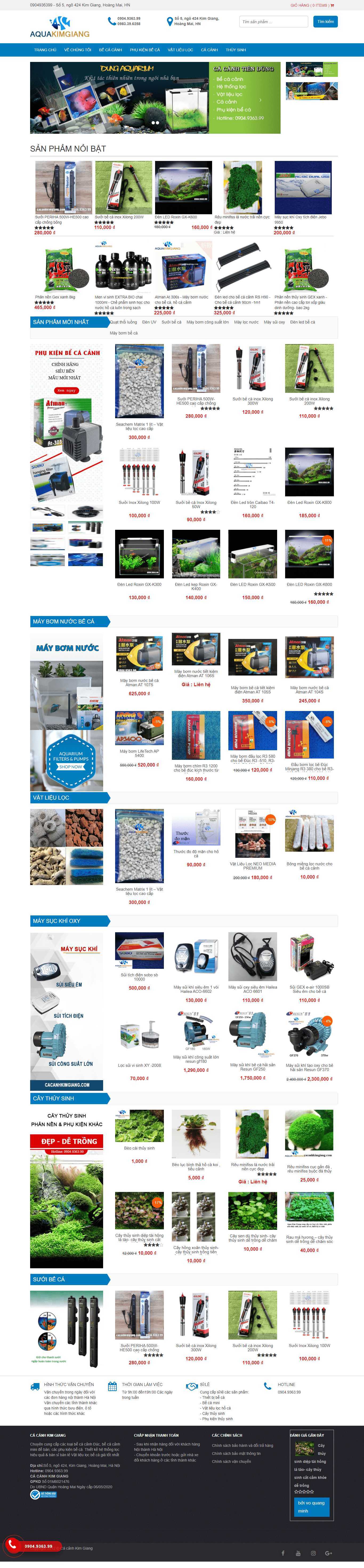 Thiết kế Web cá cảnh cacanhkimgiang.com