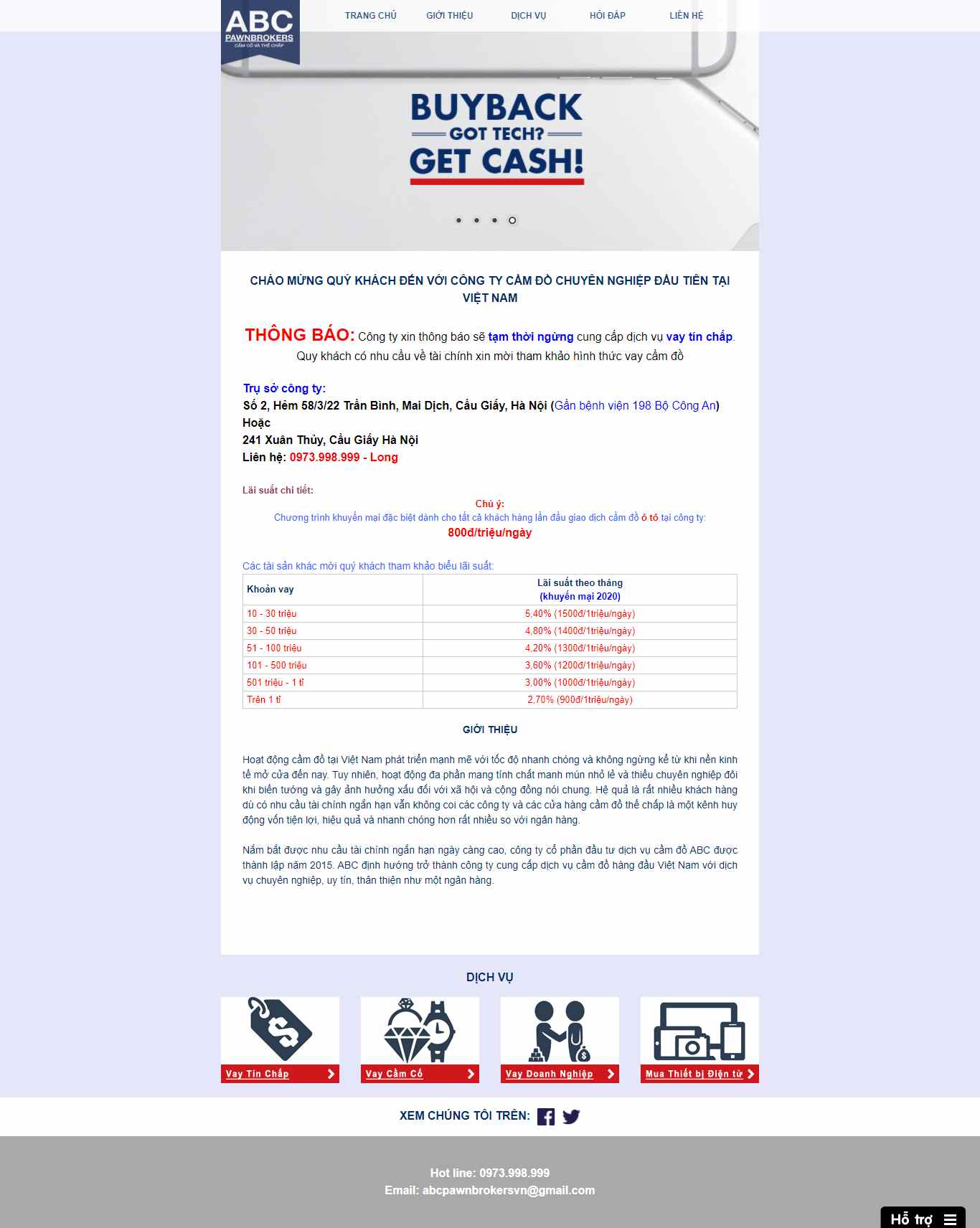 Thiết kế Web cầm đồ abcpawnbrokers.vn